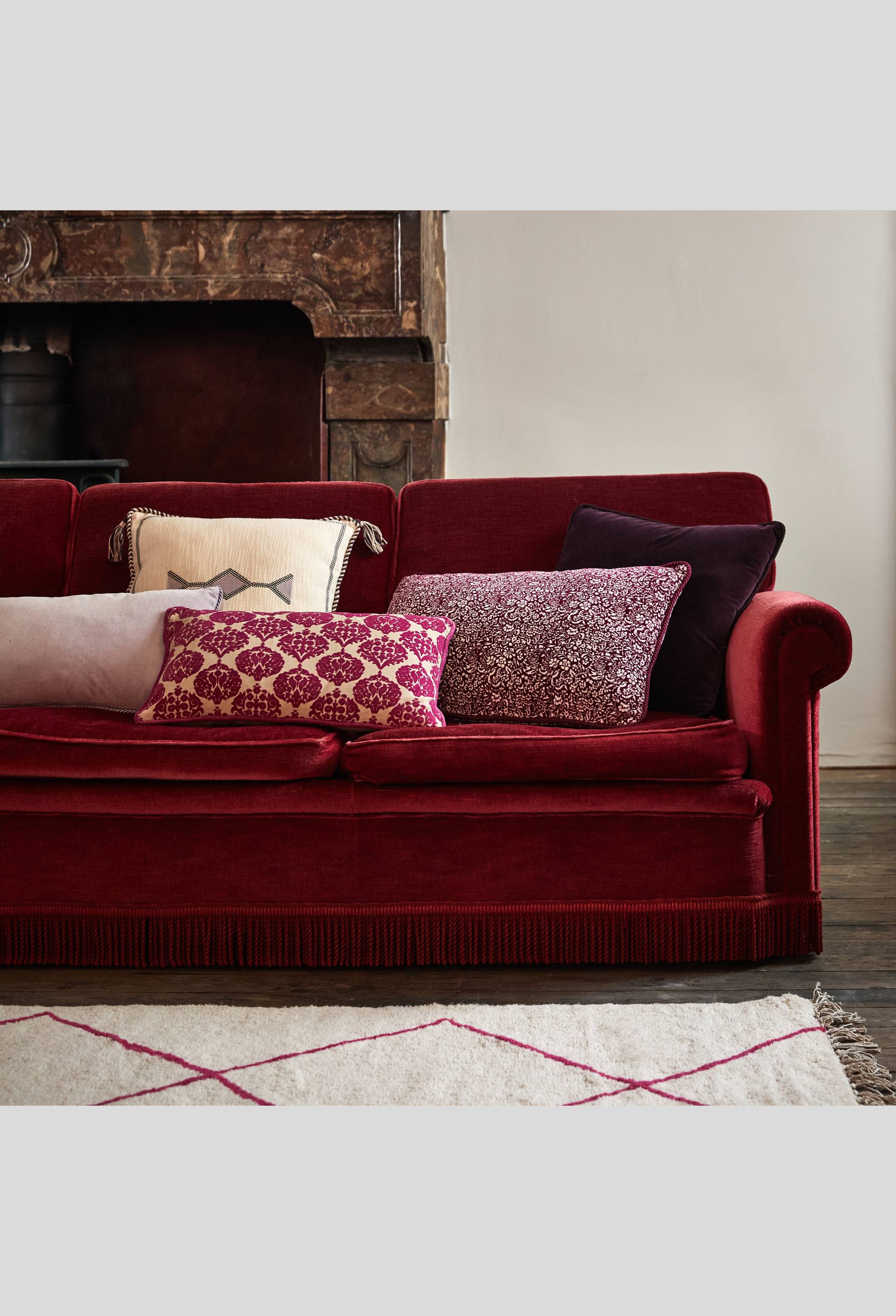 Coussin velours myrtille,45x45cm,coton, Violet foncé, large image number 2