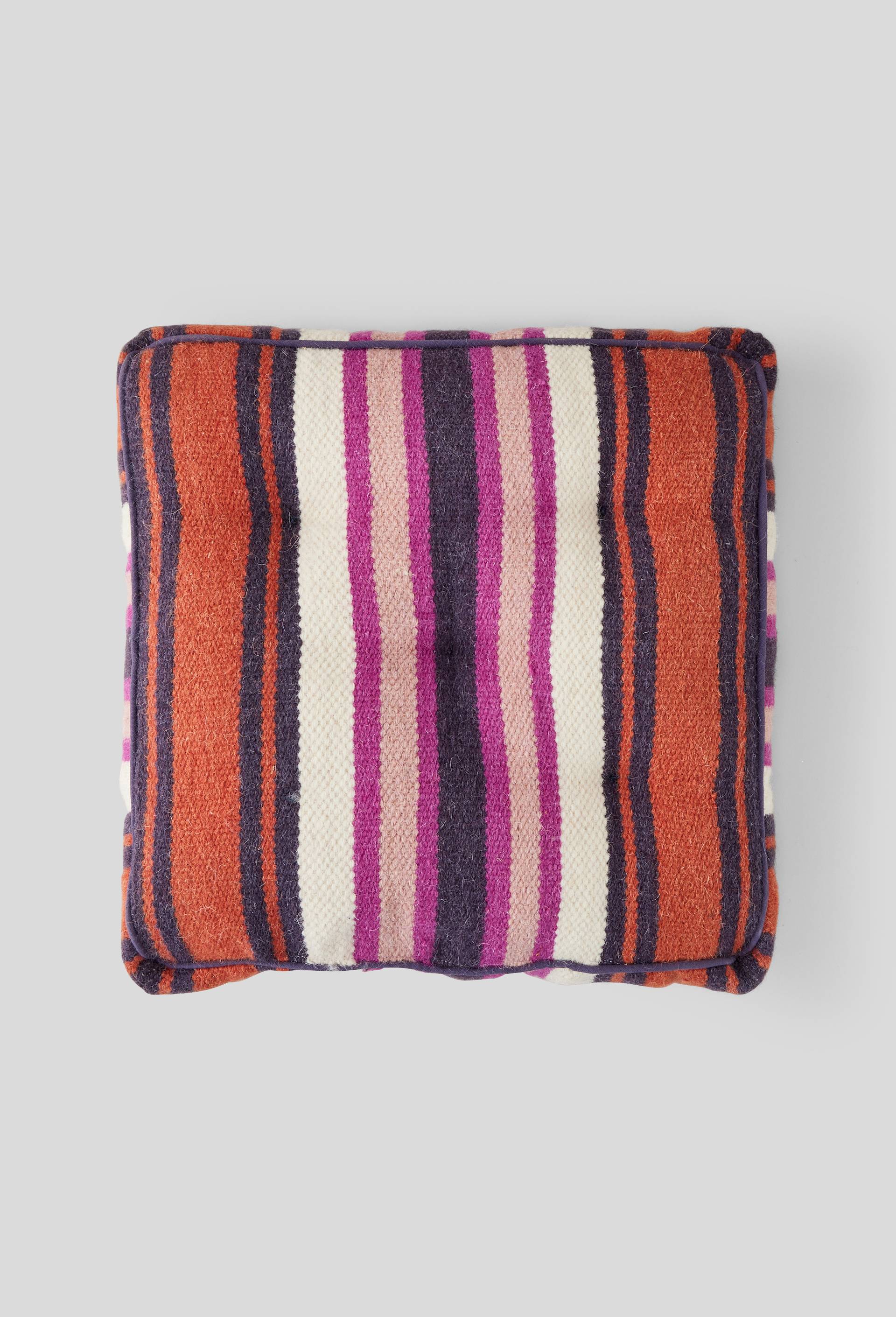 Coussin sol, 50x50x10cm,laine rayee multico, Brun, large image number 0