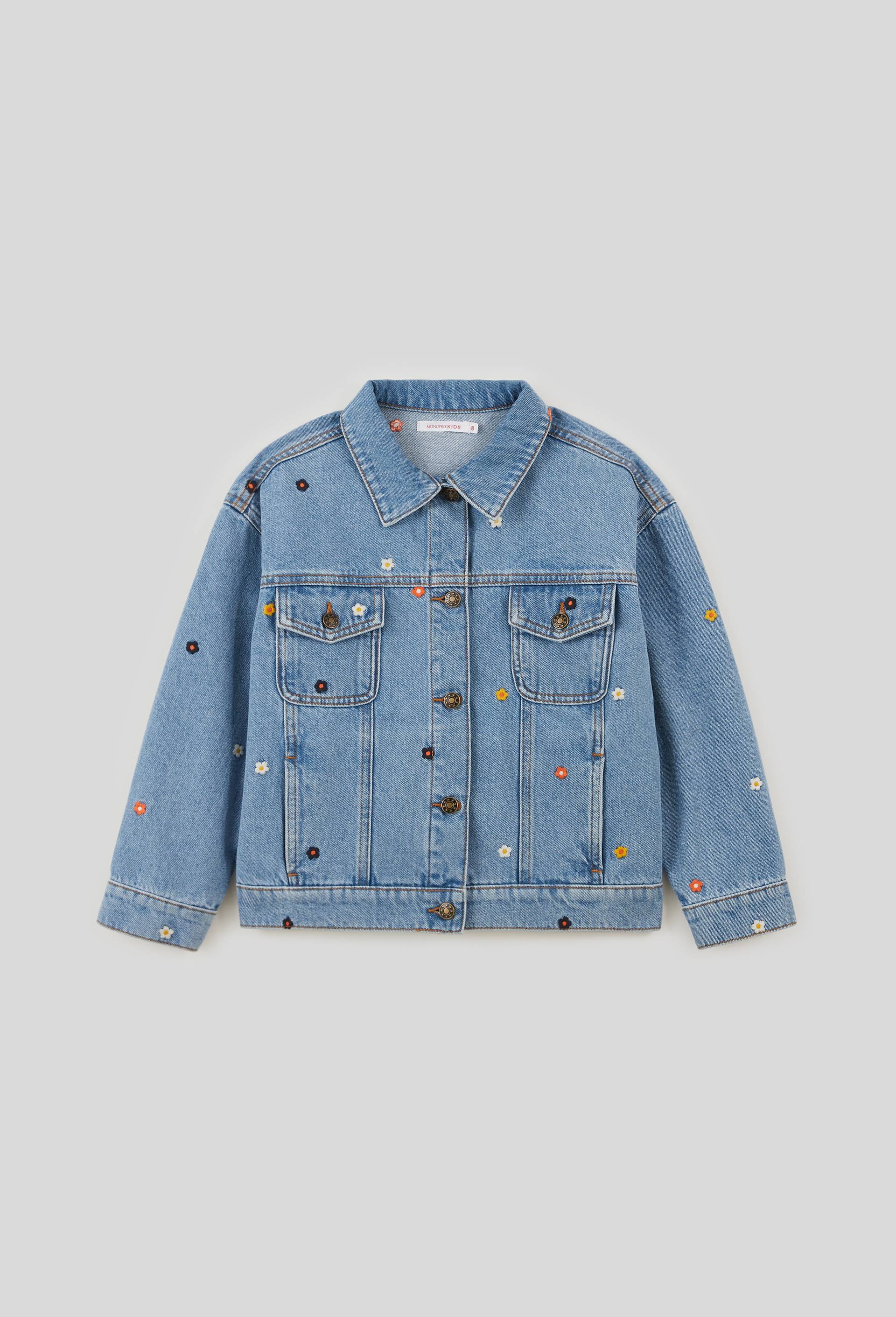 Veste en jean brodée,  Oeko-Tex, Bleu foncé, large image number 0.0
