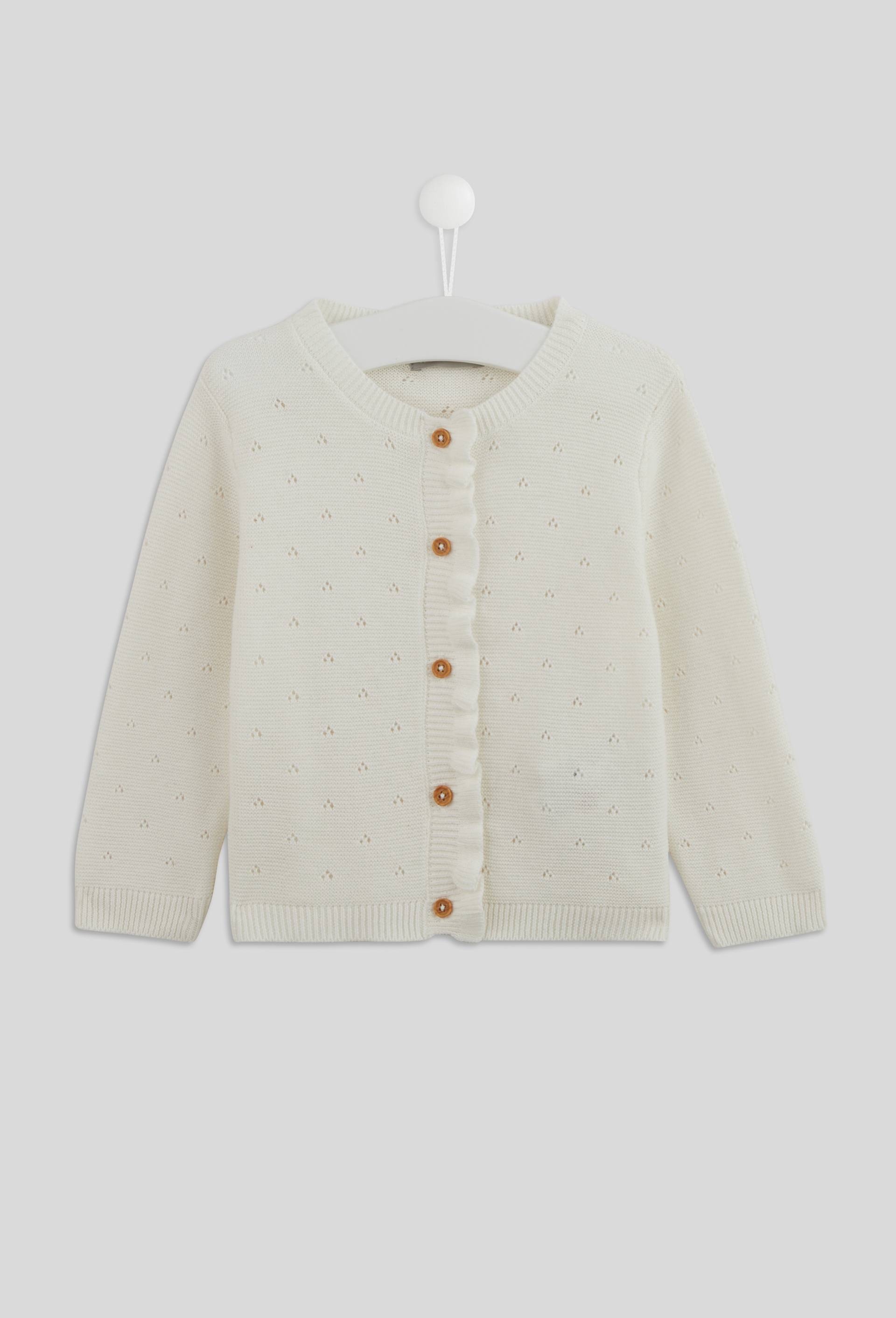Cardigan maille fantaisie en coton, Ecru, large image number 0