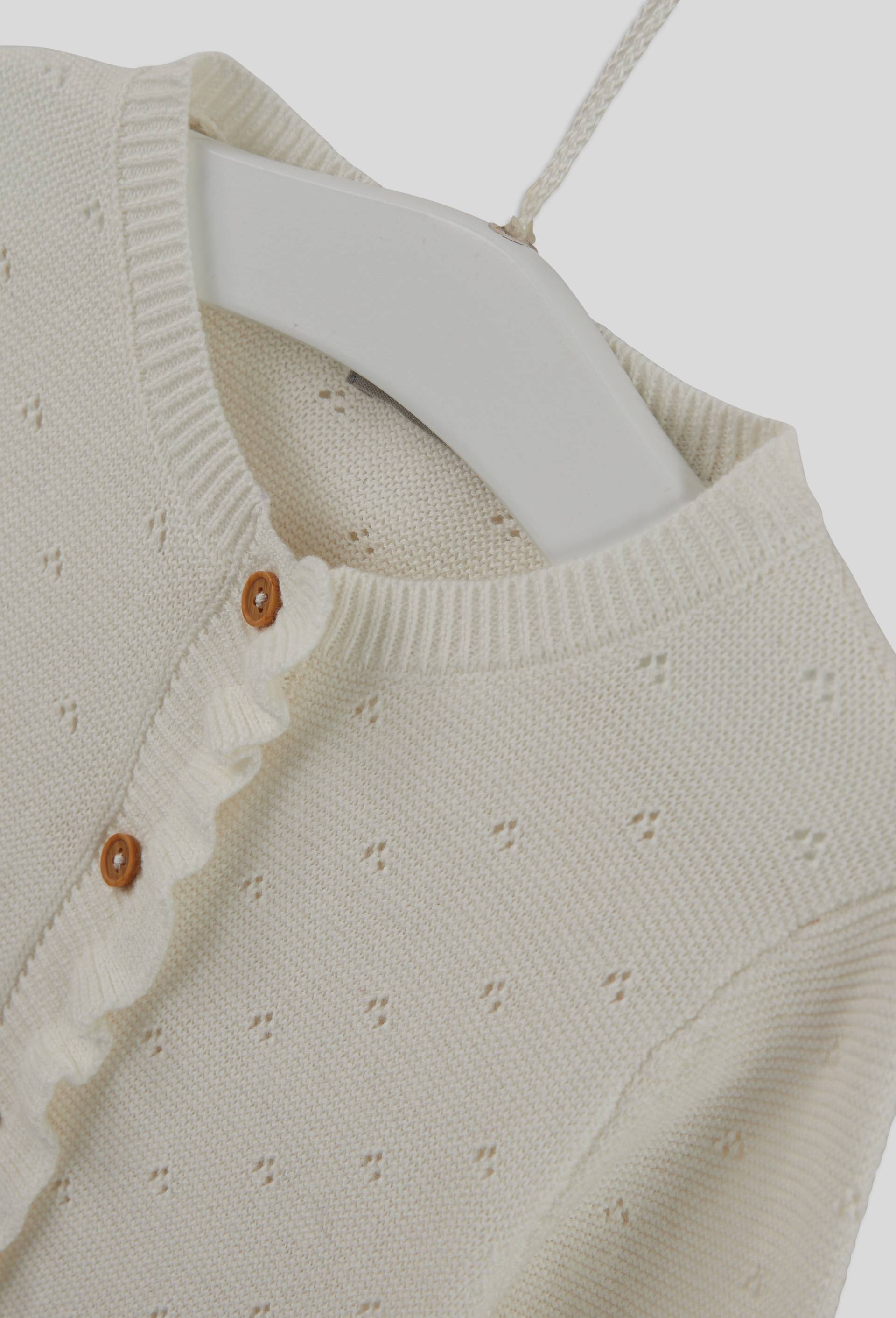 Cardigan maille fantaisie en coton, Ecru, large image number 2