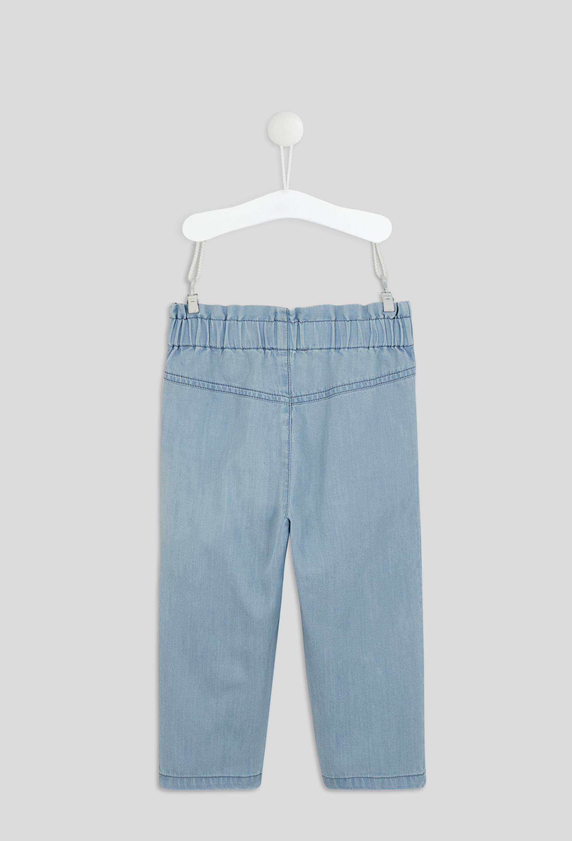 Pantalon taille élastique en chambray en coton BIO GOTS, Bleu foncé, large image number 1