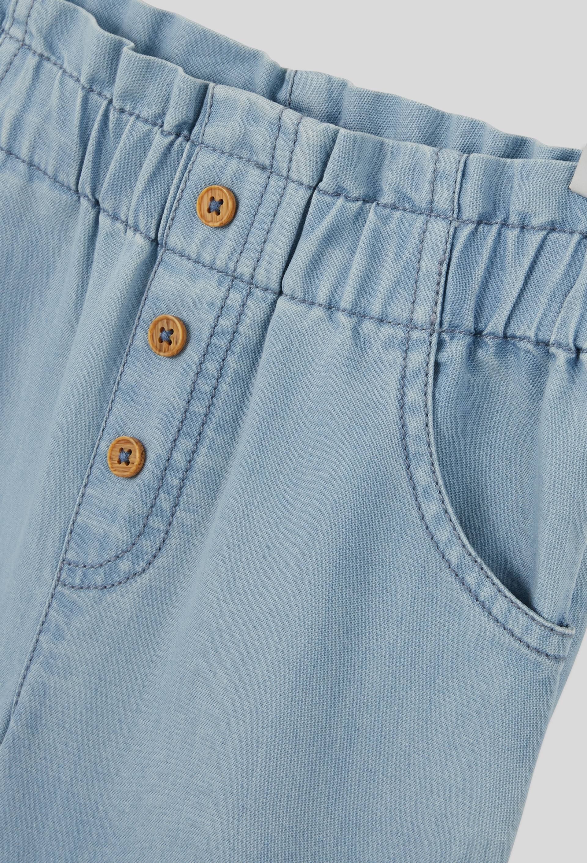 Pantalon taille élastique en chambray en coton BIO GOTS, Bleu foncé, large image number 2