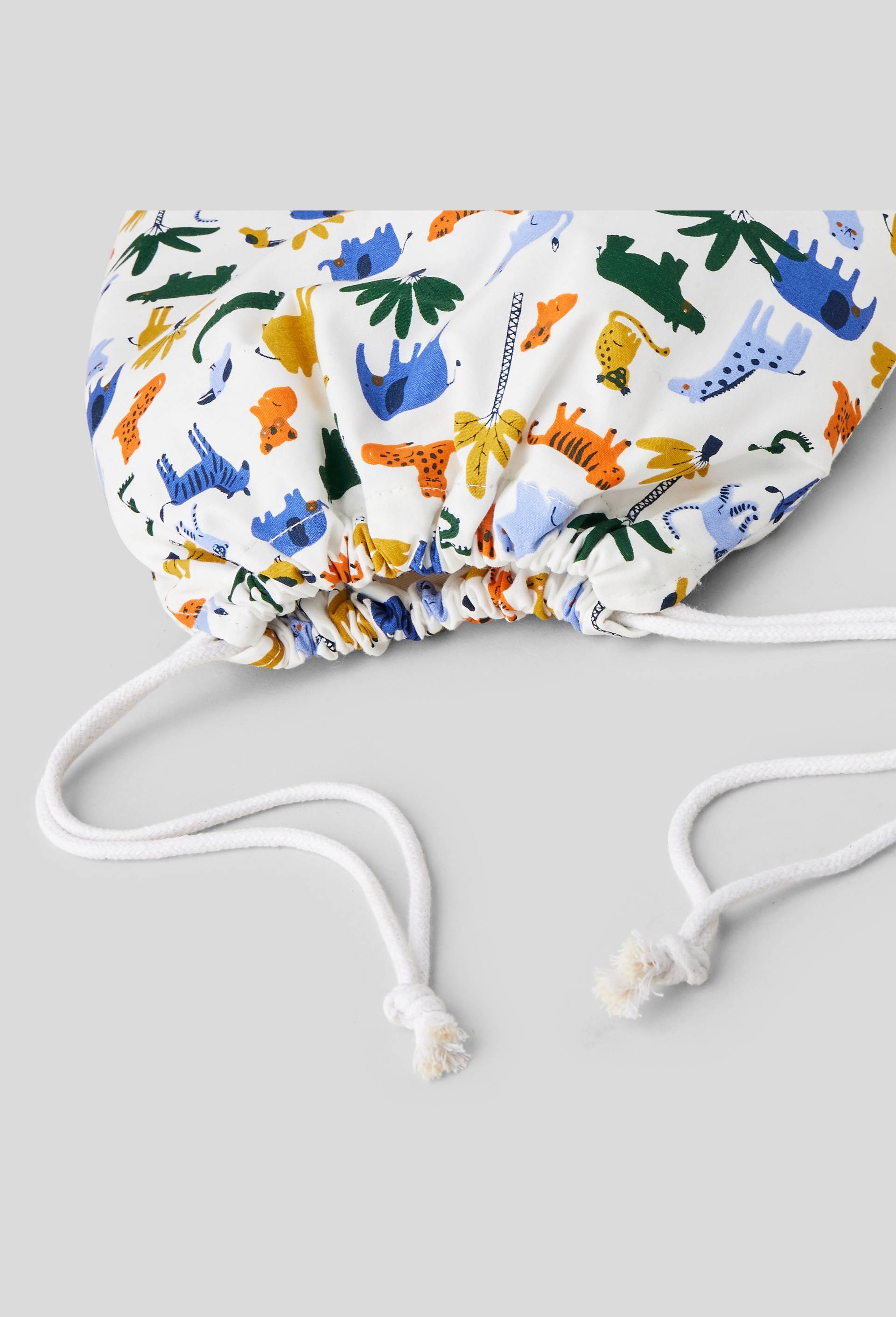 Sac range pyjama safari 30X40cm,aop,coton bio, oekotex, BLEU, large image number 1