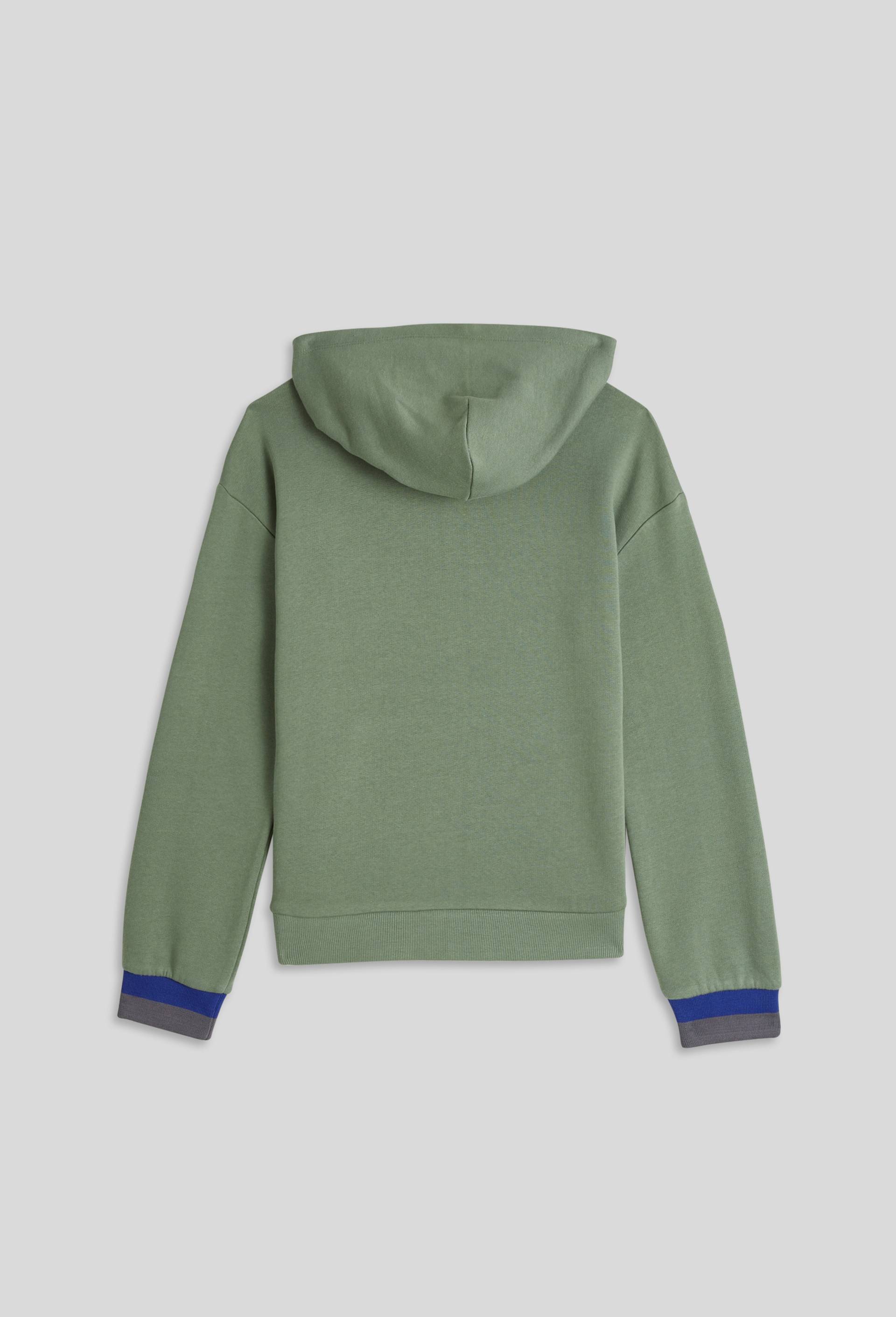 Sweat à capuche avec poche ventrale et imprimé, BIO, Vert, large image number 2