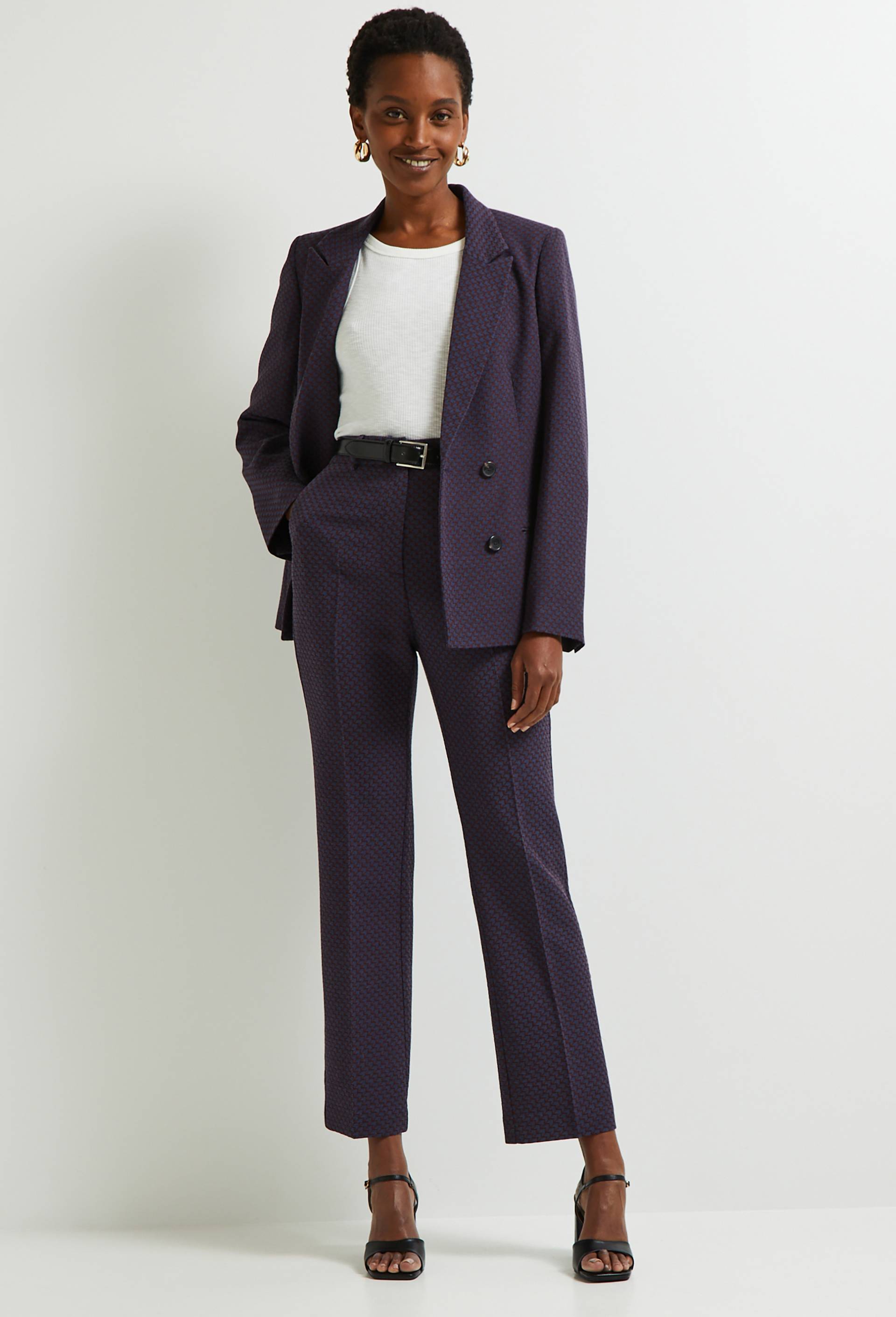 Pantalon de costume en jacquard, Violet foncé, large image number 0.0