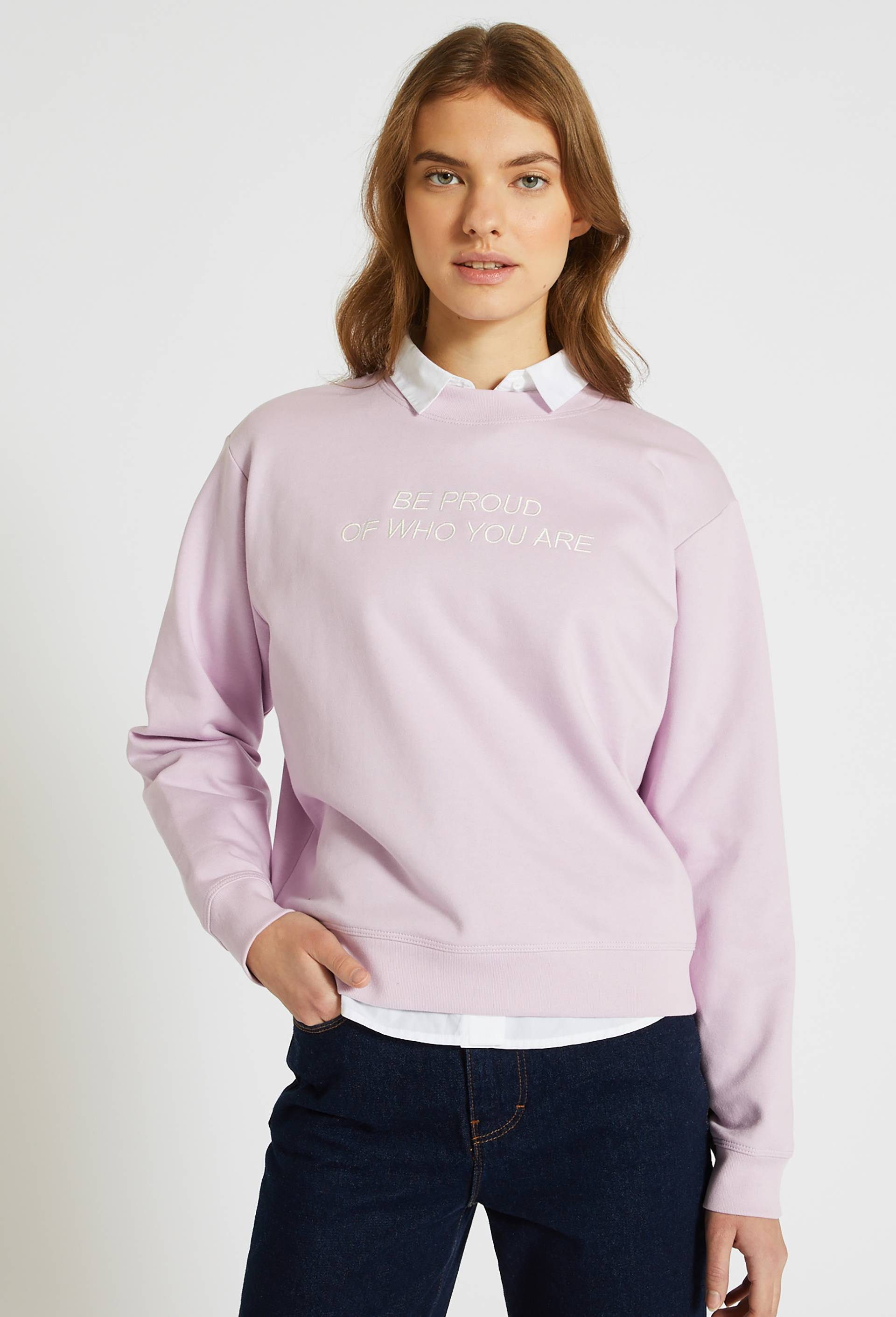 Sweat en molleton imprimé, en coton BIO, Violet clair, large image number 0