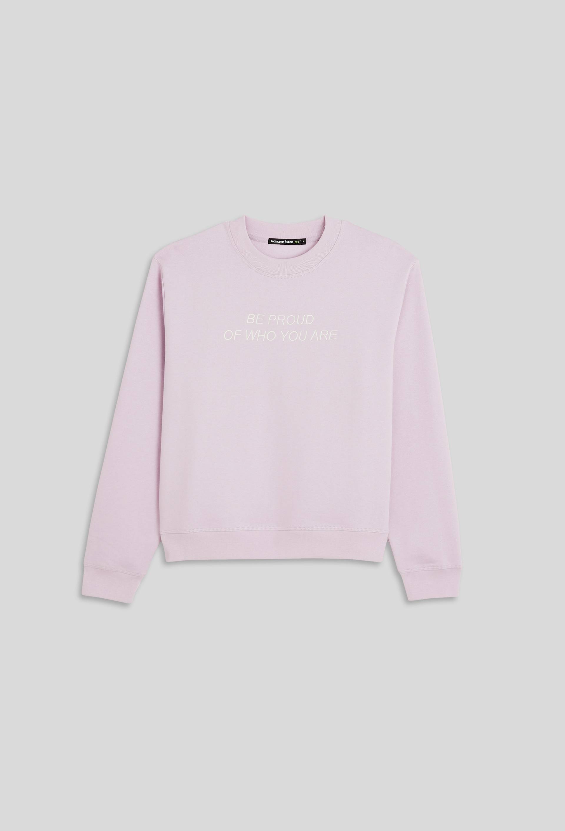 Sweat en molleton imprimé, en coton BIO, Violet clair, large image number 2.0