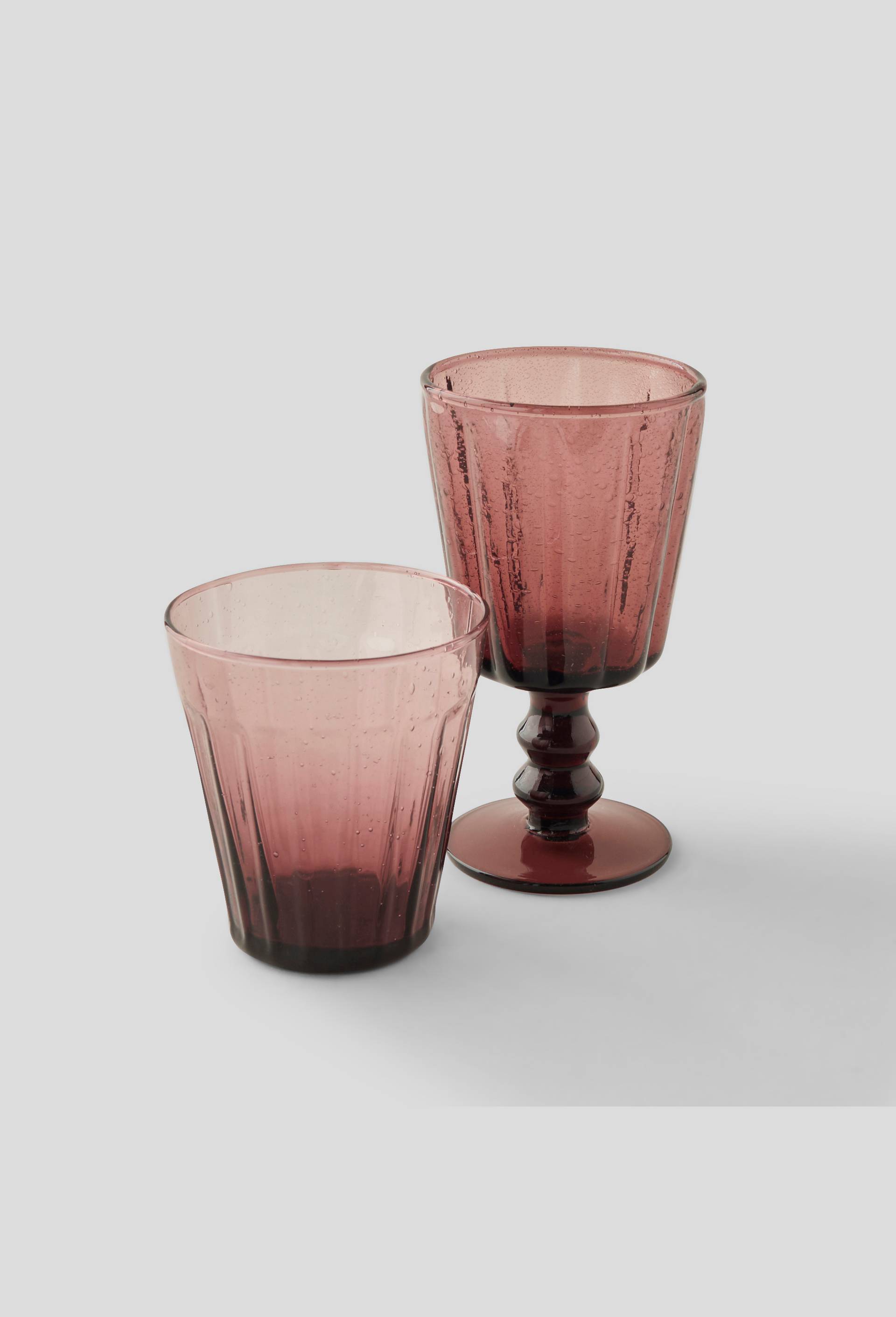 Verre à pied finition bulles, 75cL, Violet clair, large image number 1