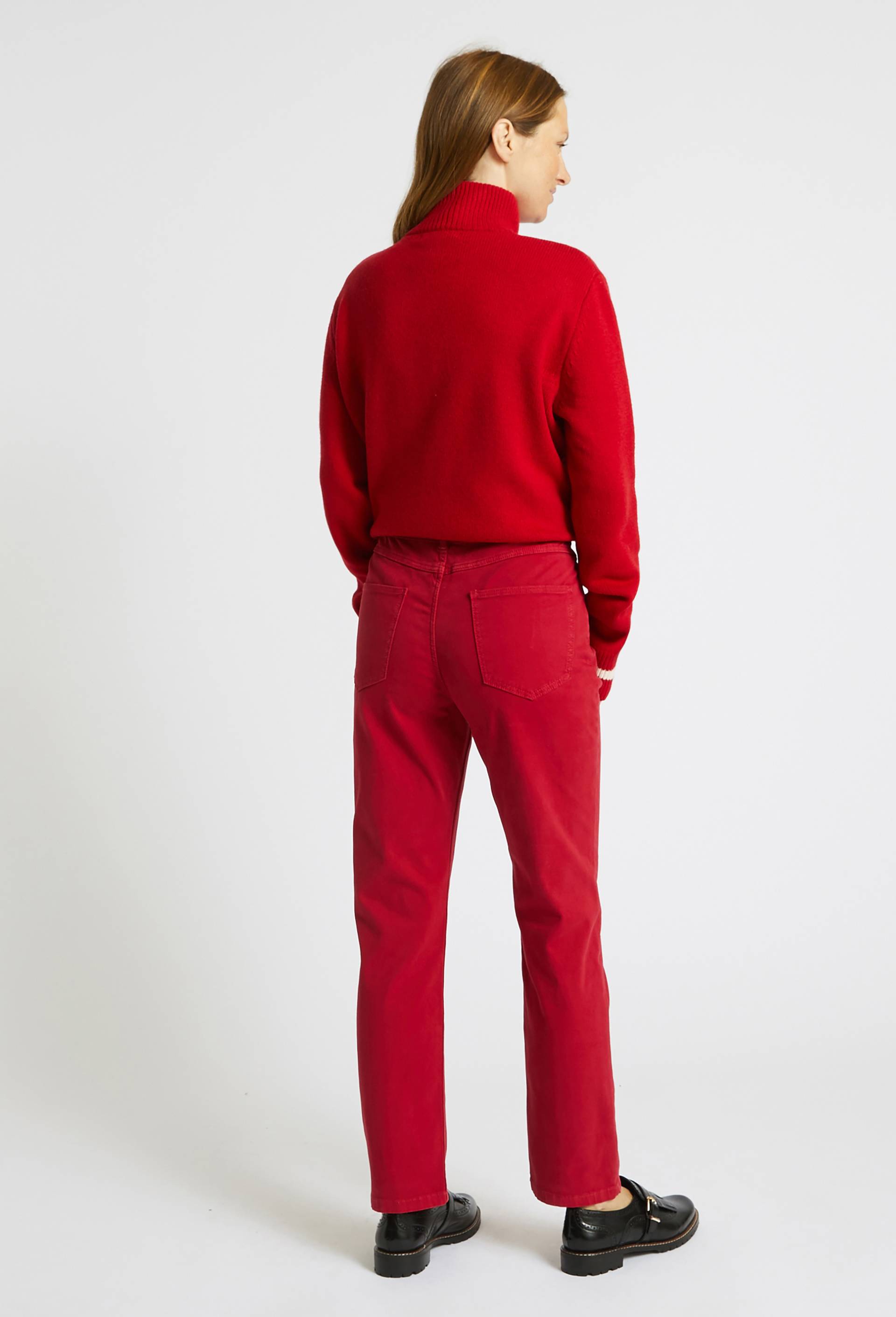 Pantalon droit contenant du coton, Rouge foncé, large image number 1