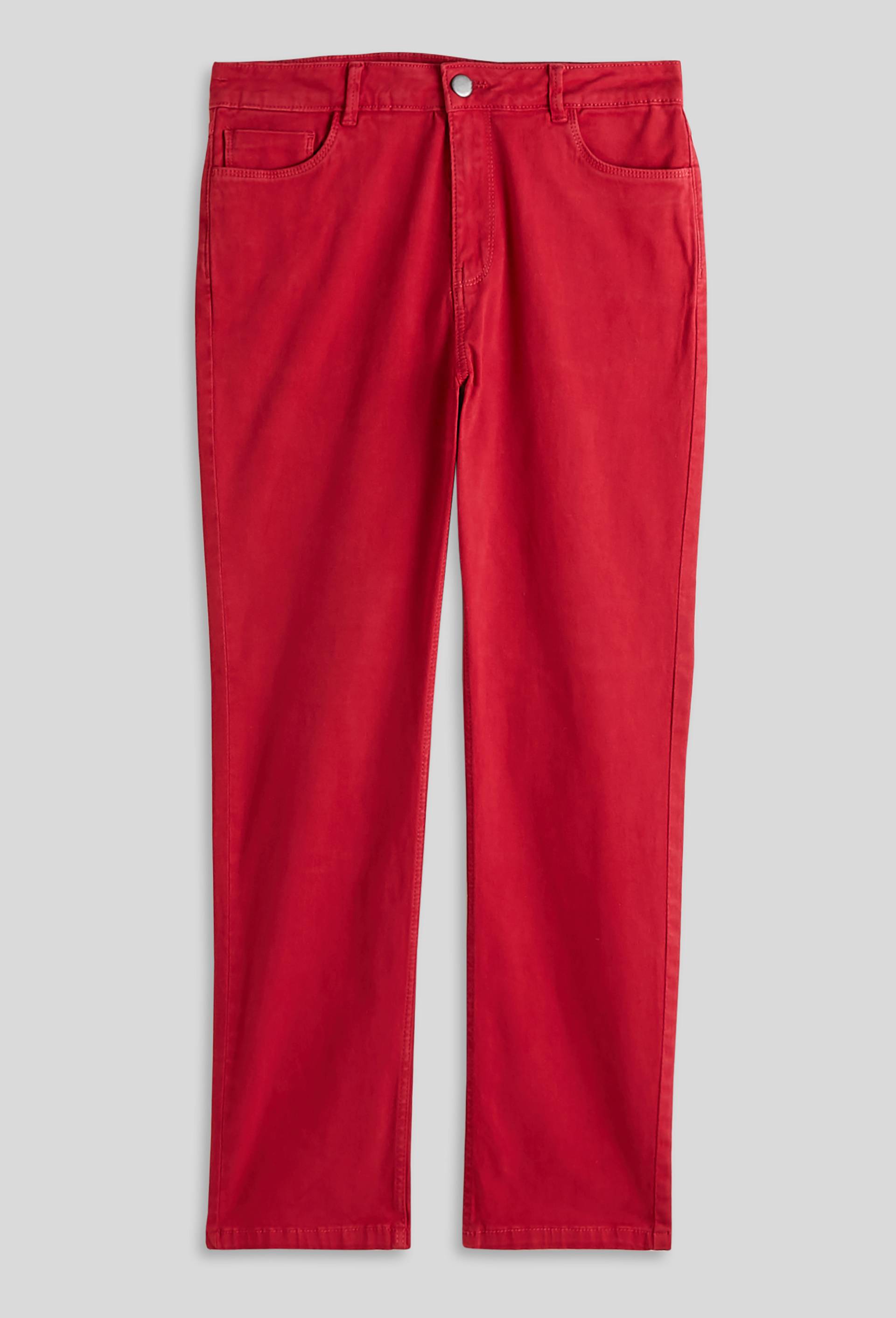 Pantalon droit contenant du coton, Rouge foncé, large image number 2