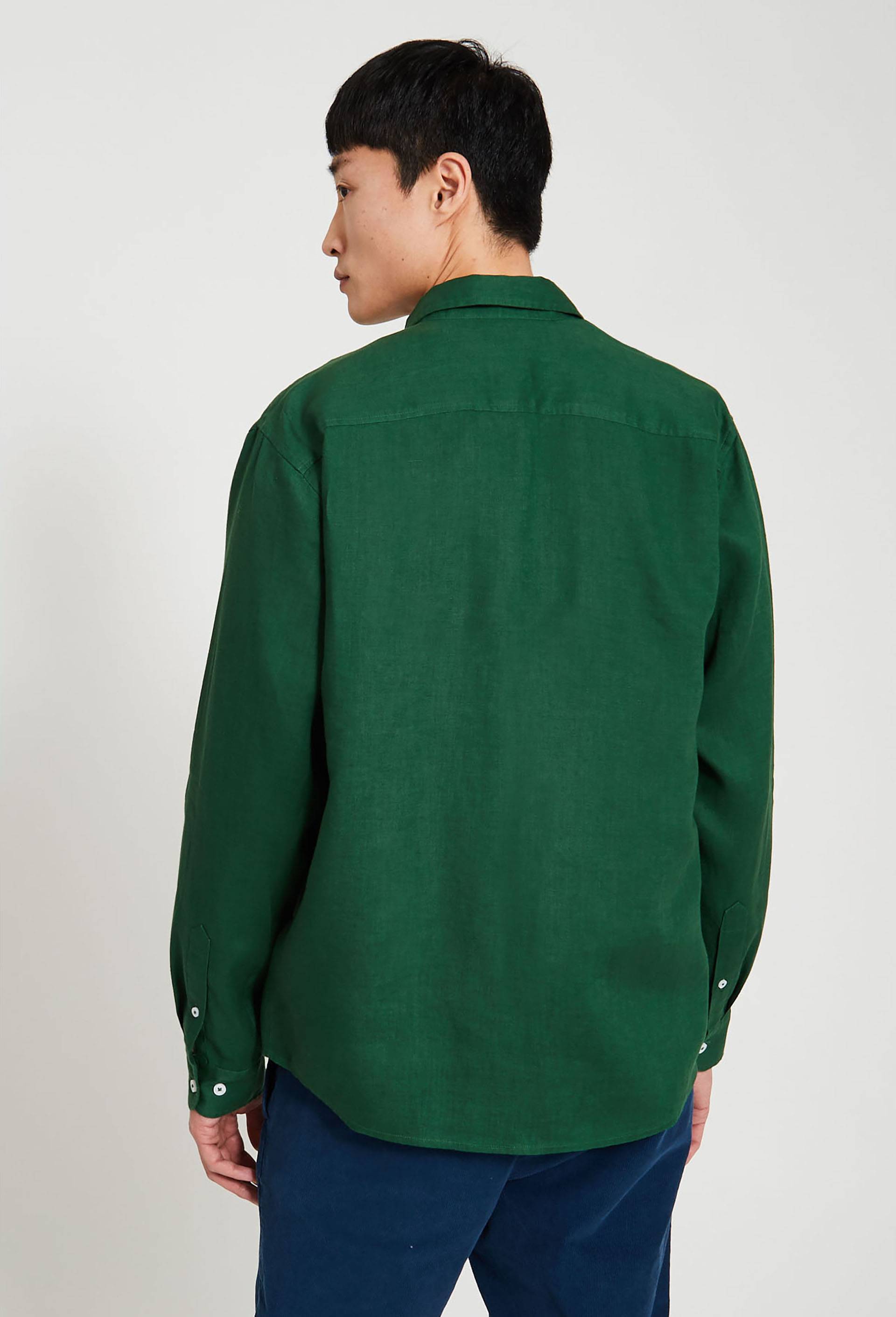 Chemise manches longues en lin, Vert foncé, large image number 1.0