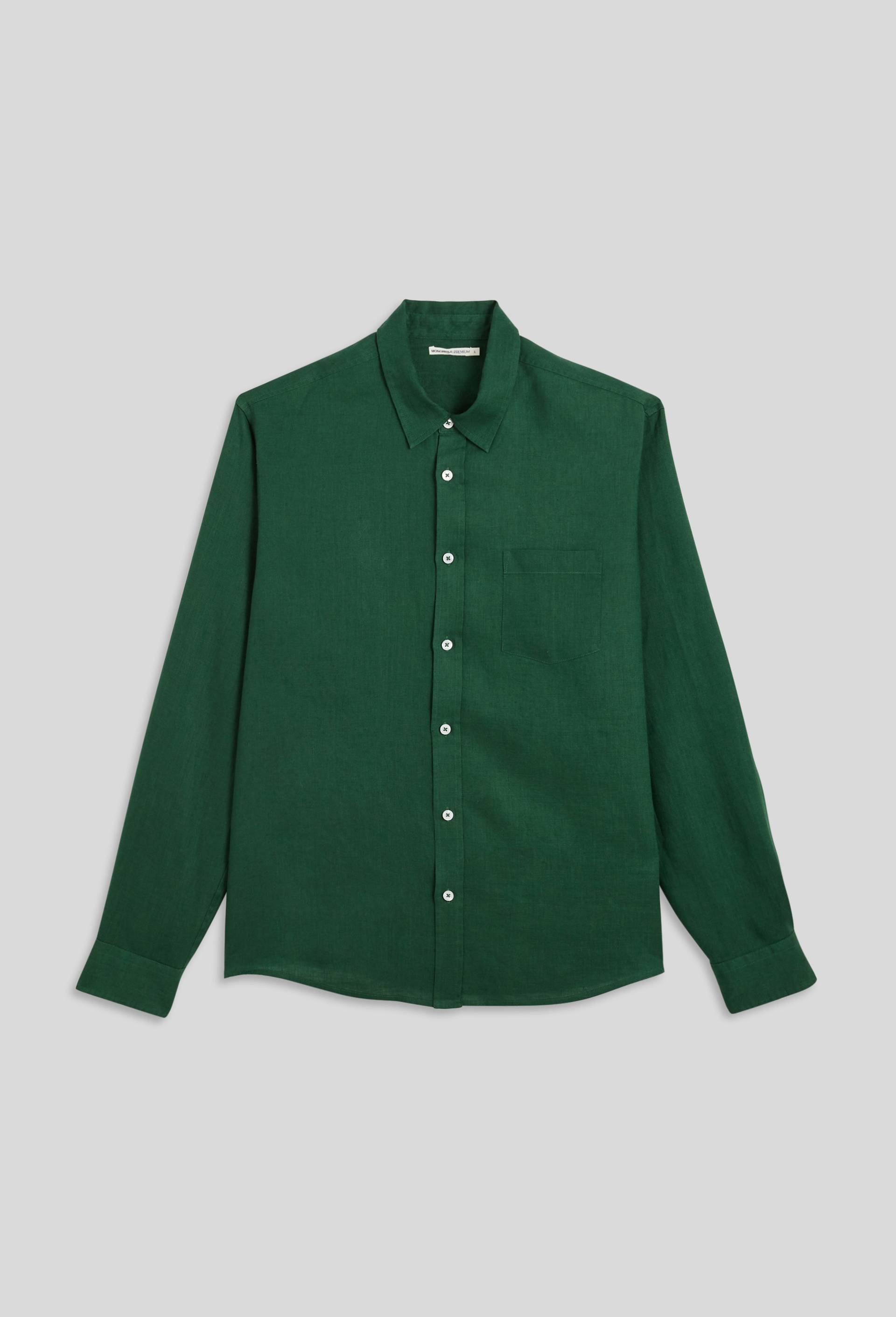 Chemise manches longues en lin, Vert foncé, large image number 2
