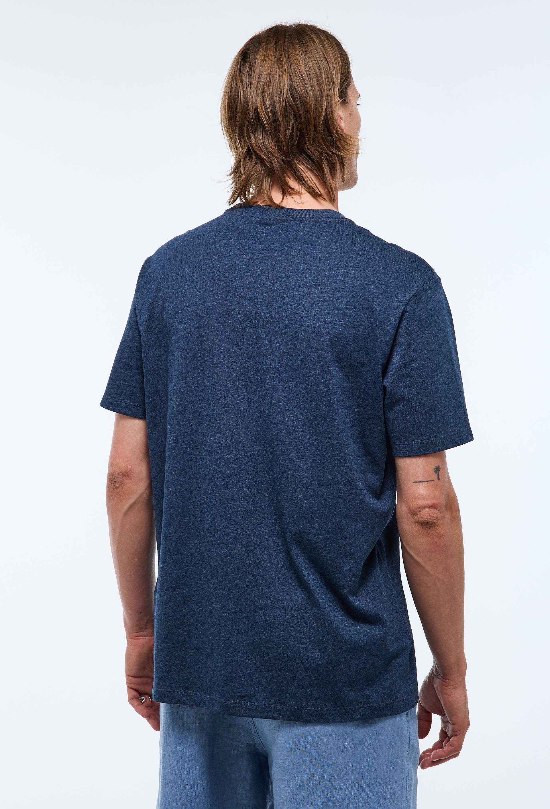 T-shirt manches courtes col rond contenant du coton BIO, Bleu fonc&eacute;, large image number 1.0