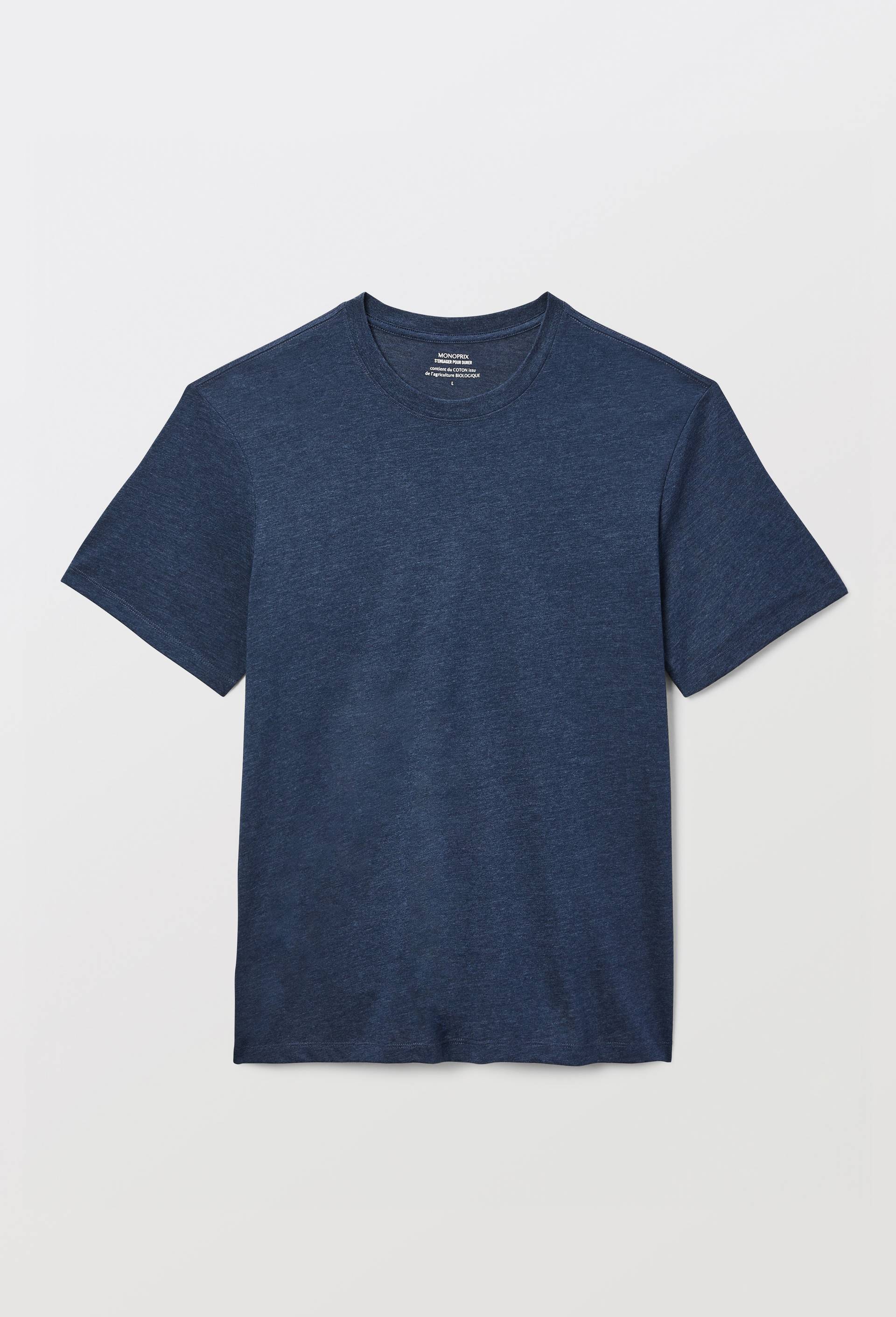 T-shirt manches courtes col rond contenant du coton BIO, Bleu fonc&eacute;, large image number 2
