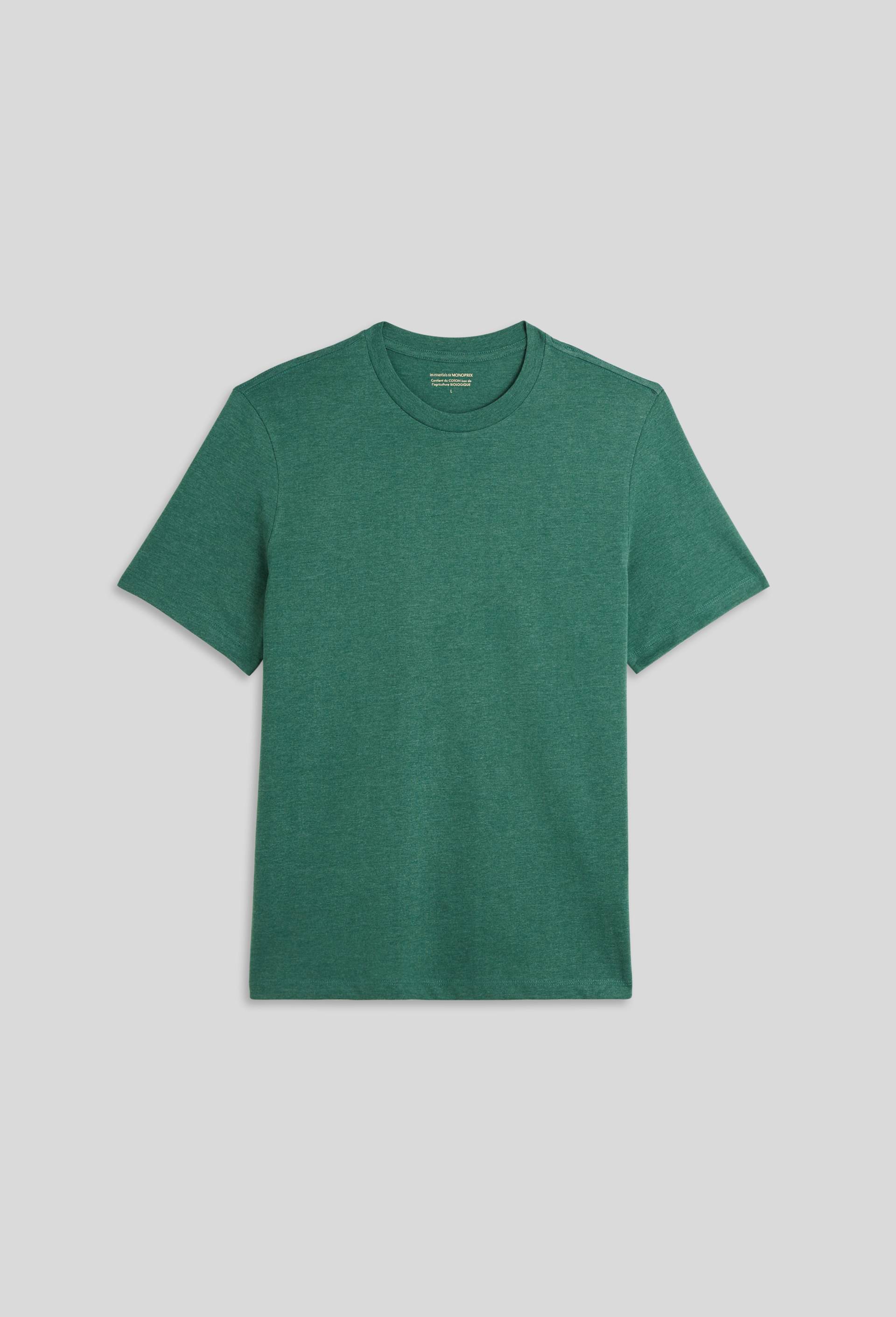 T-shirt manches courtes col rond contenant du coton BIO, Vert foncé, large image number 2