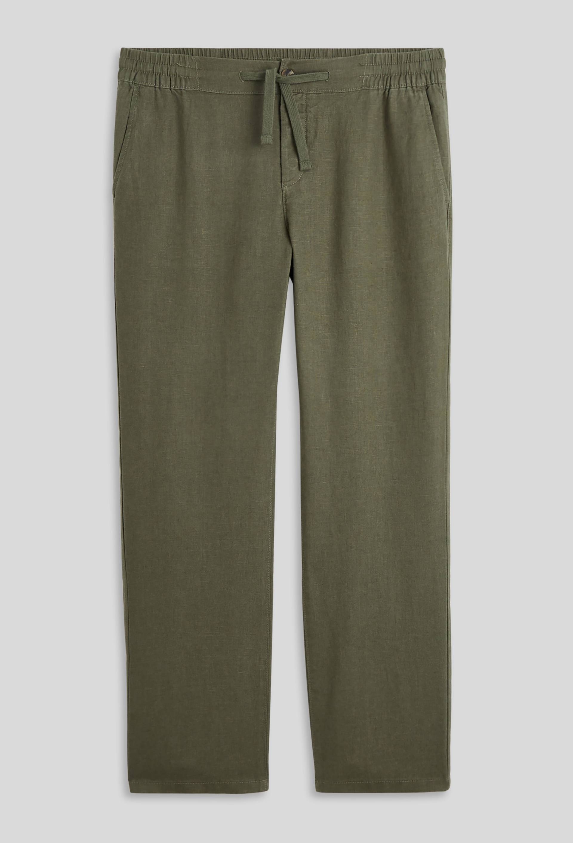 Pantalon élastiqué en lin, Vert foncé, large image number 2