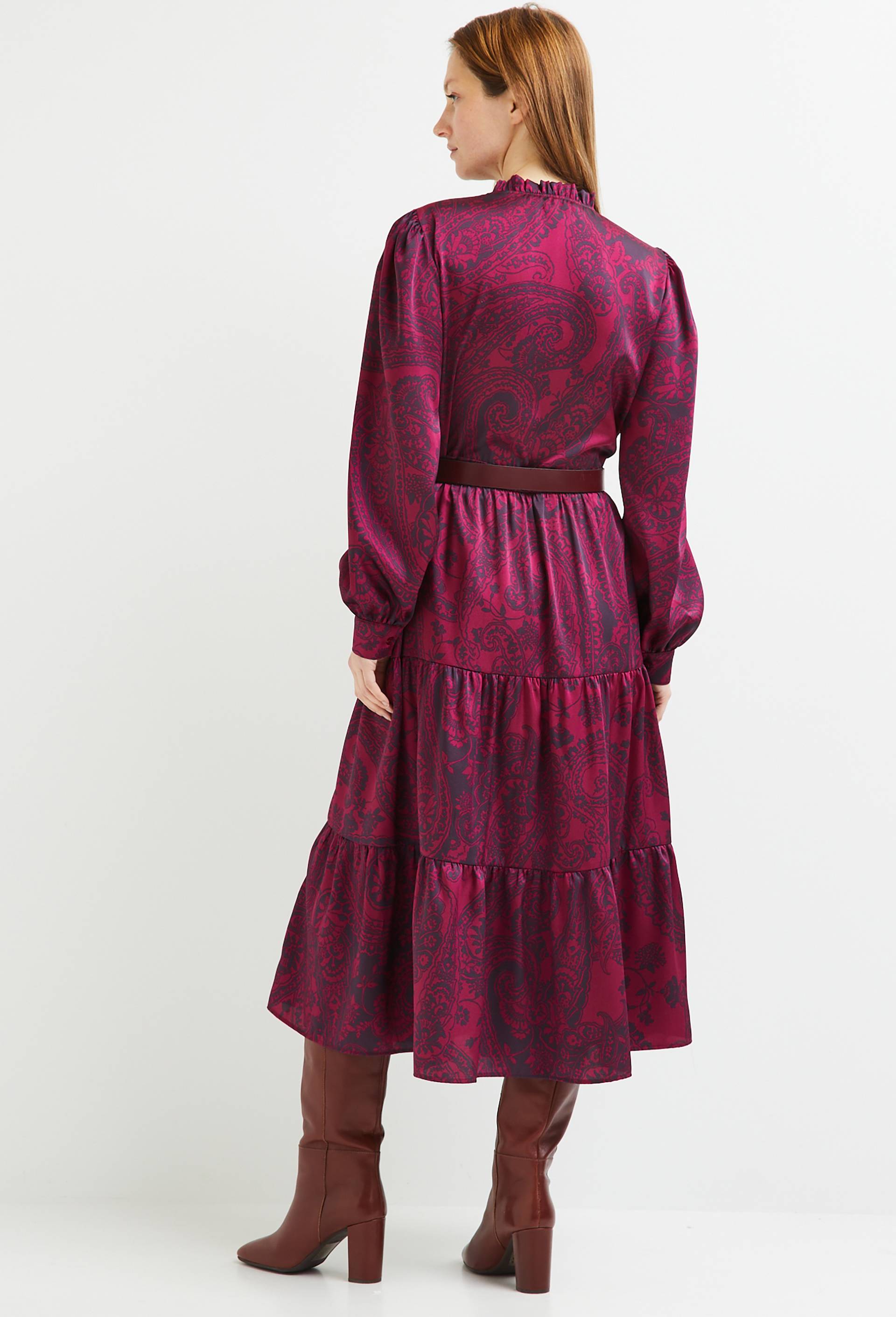 Robe ample imprimée satinée, Violet foncé, large image number 1.0