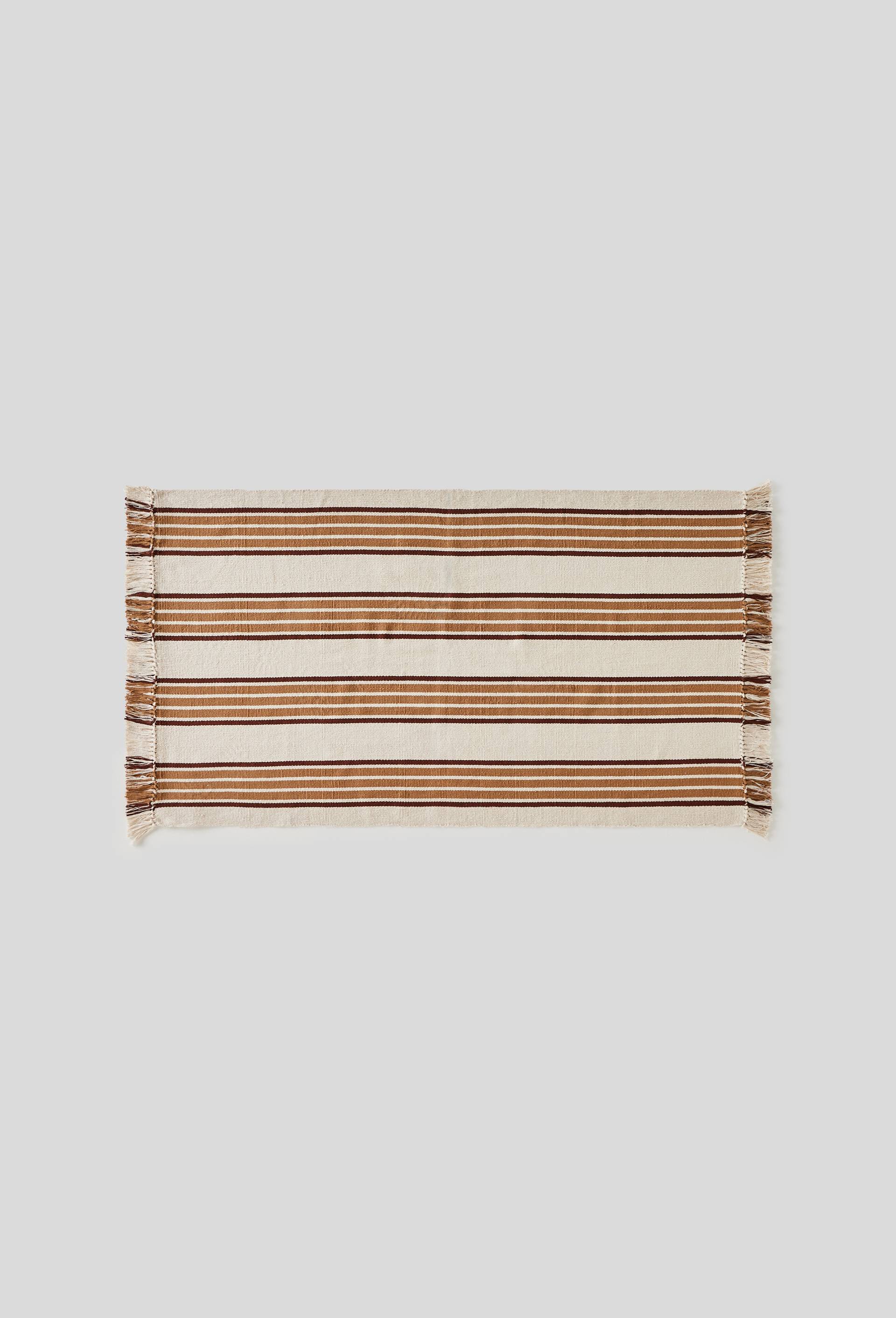 Tapis rayé, 90x160cm, coton, Beige, large image number 0.0