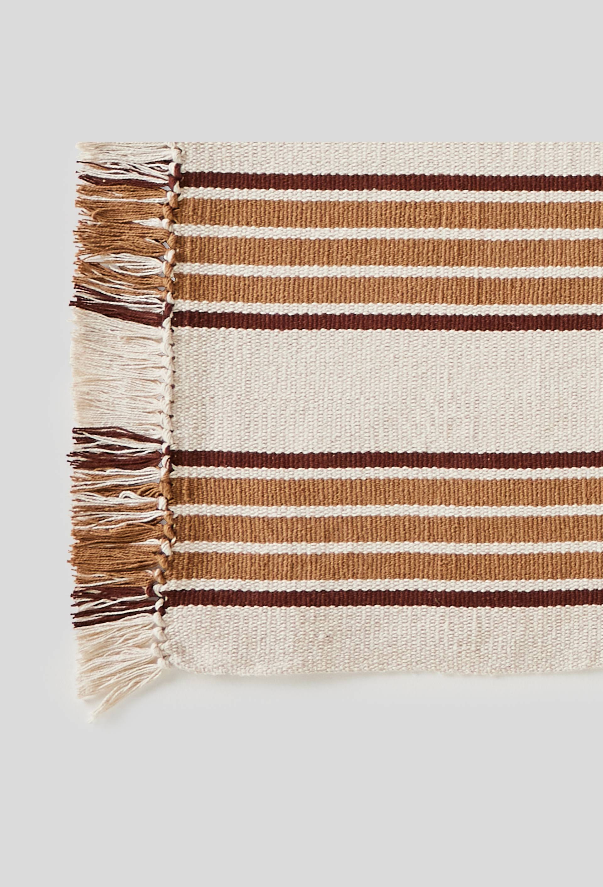 Tapis rayé, 90x160cm, coton, Beige, large image number 1.0