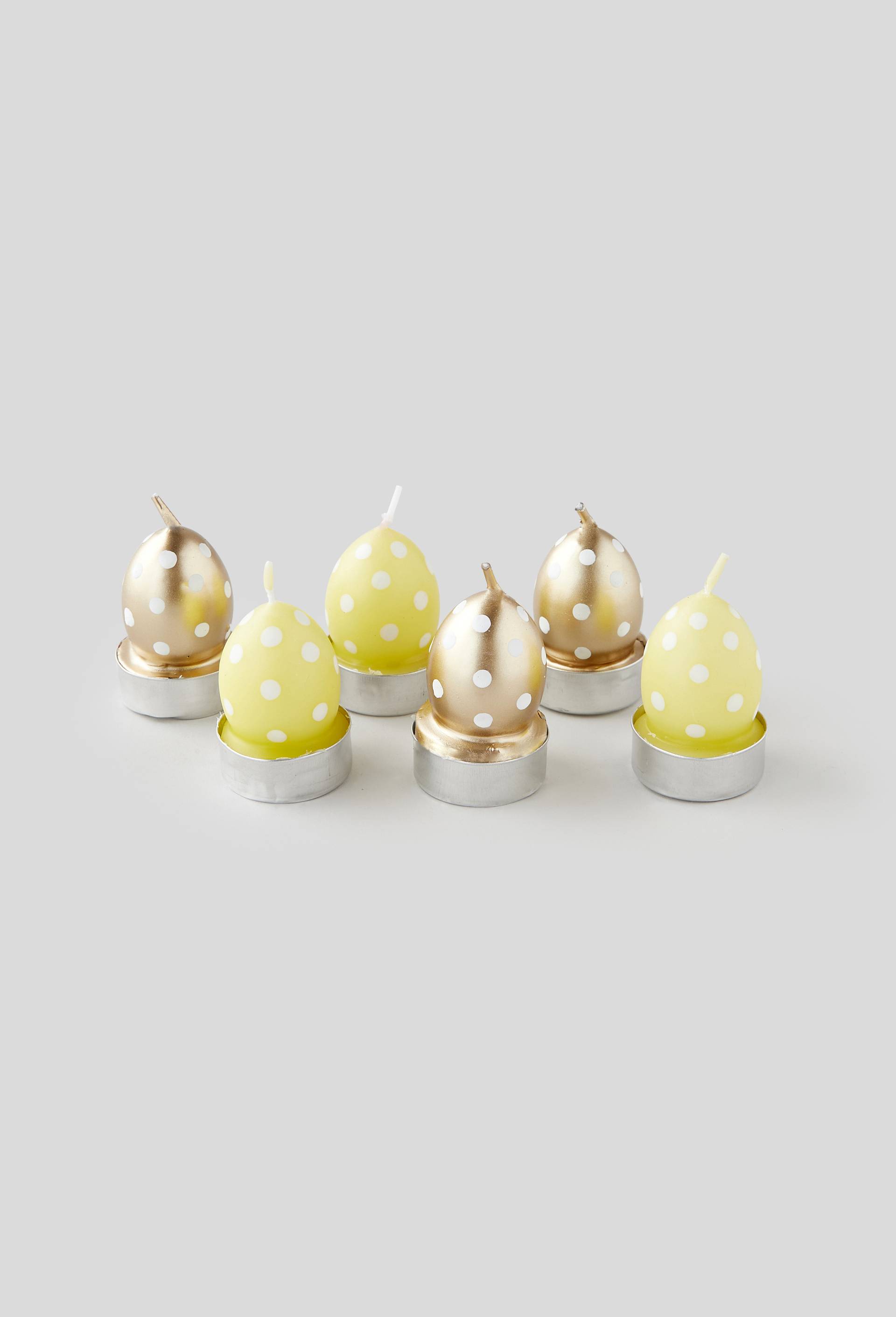 Boite 6 bougies oeufs à pois, en cire, Multicolore, swatch image