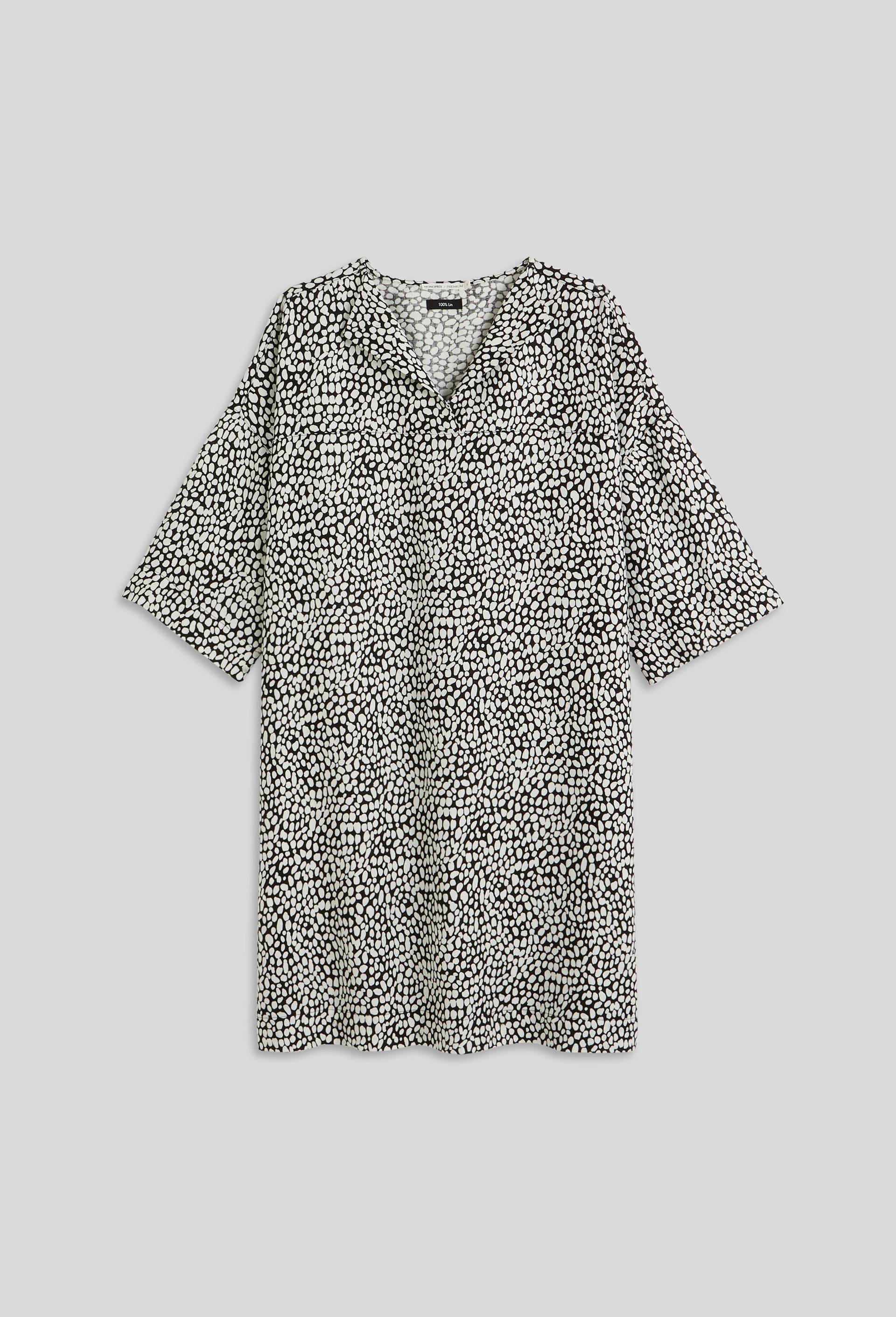Robe housse en lin imprimé, EUROPEAN FLAX, Noir, large image number 2