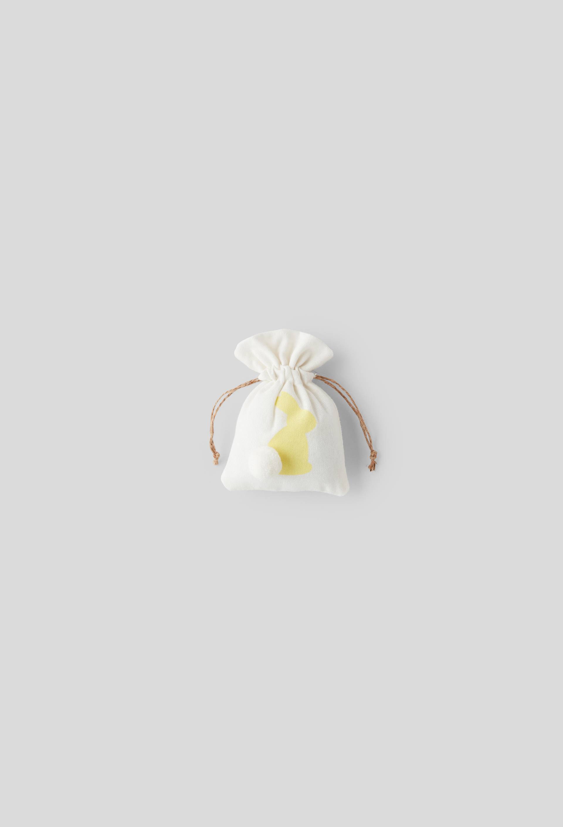 Sachet imprimé lapin, en coton, Jaune clair, large image number 0
