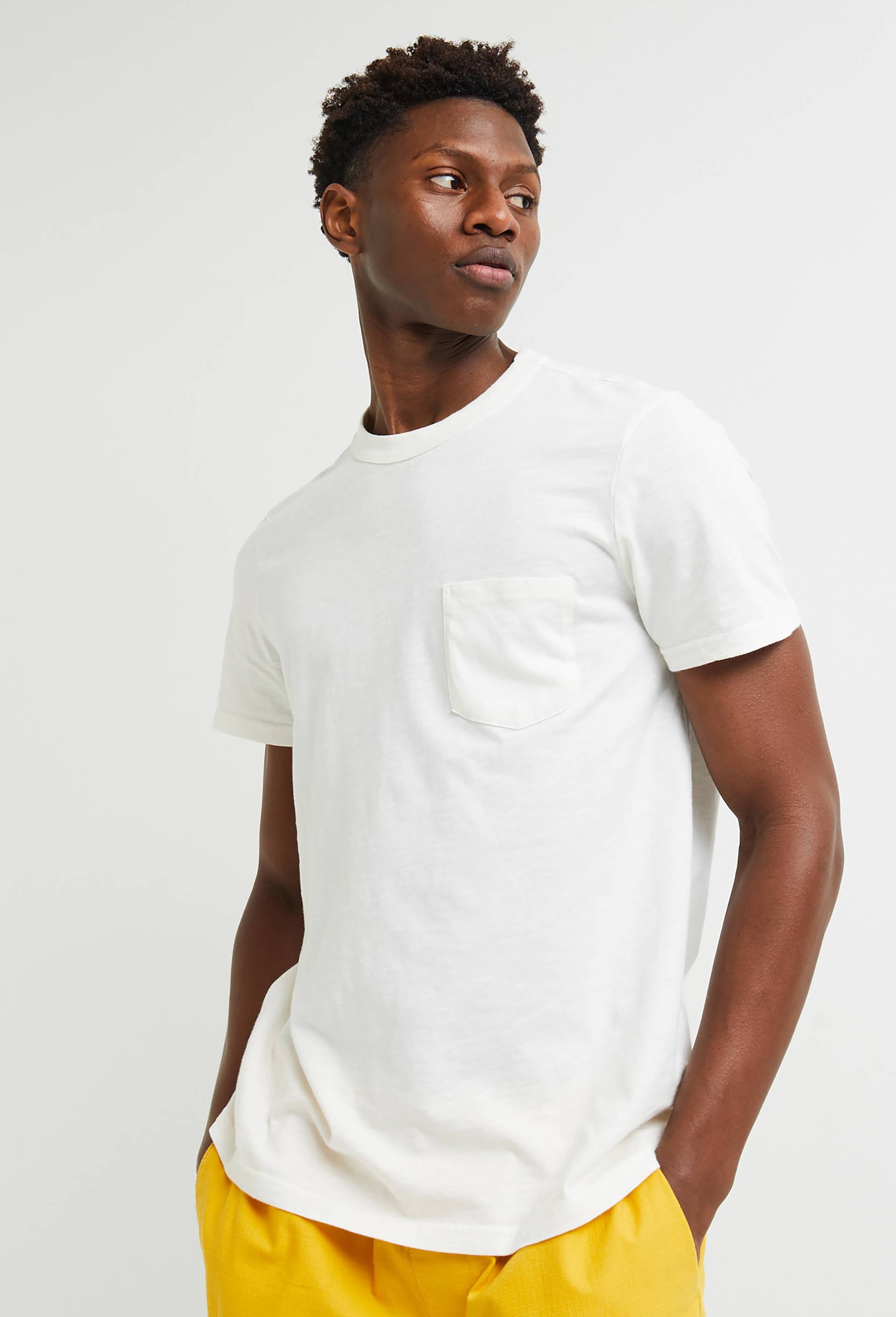 T-shirt col rond manches courtes en coton slub BIO GOTS, Ecru, large image number 0