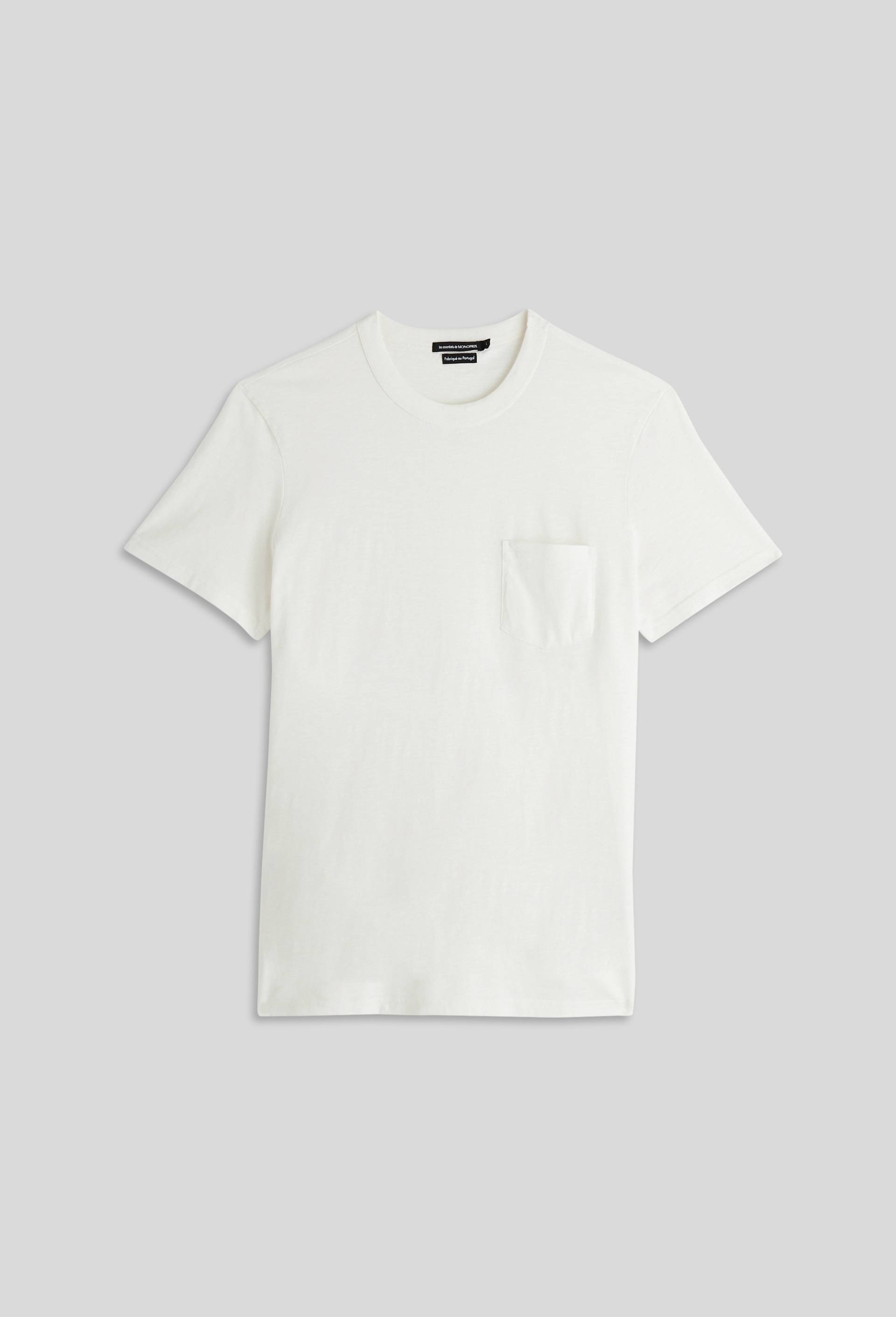 T-shirt col rond manches courtes en coton slub BIO GOTS, Ecru, large image number 2