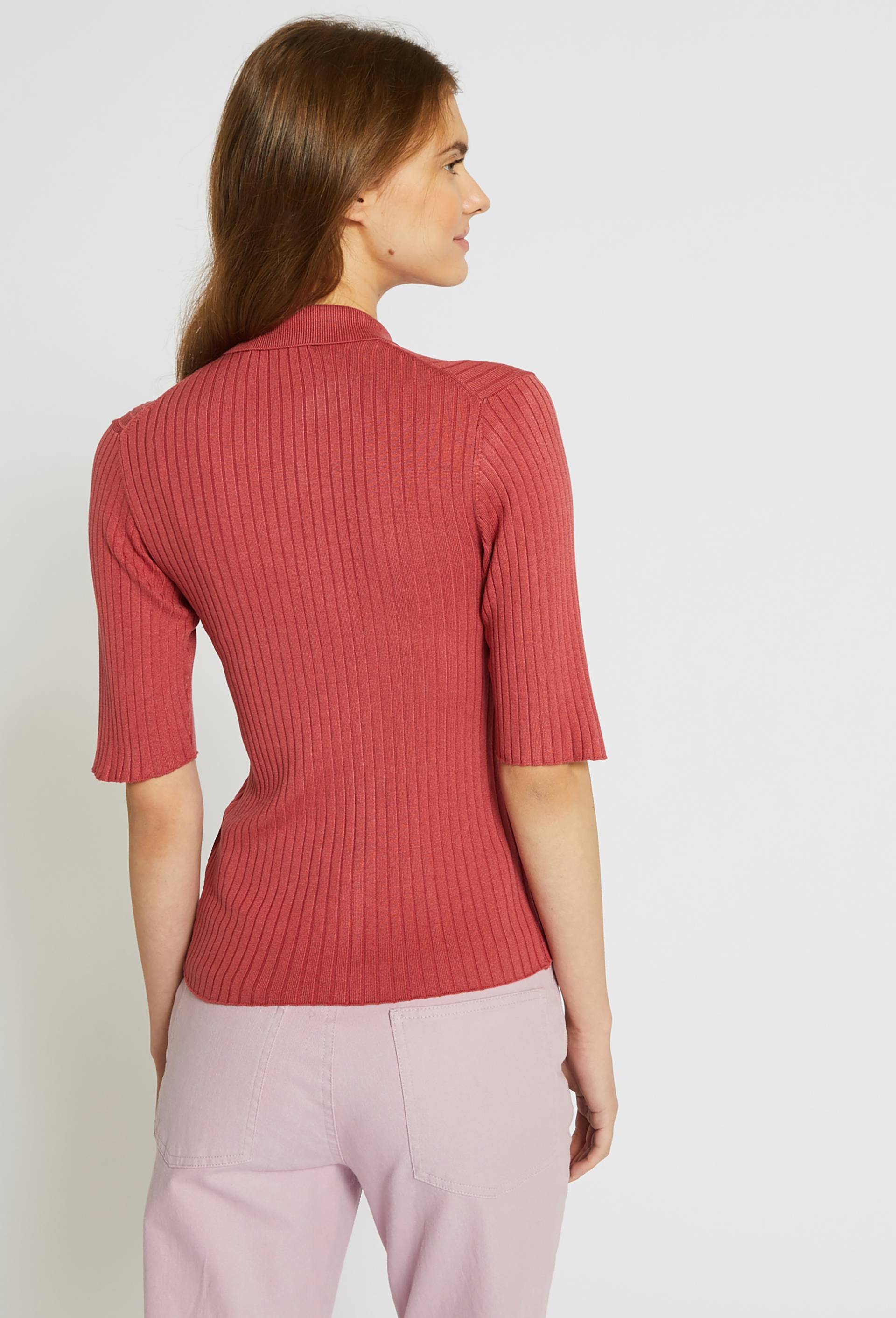 Pull col polo boutonné, contient de la viscose Eco-Vero, Oeko-Tex, Rose foncé, large image number 1.0