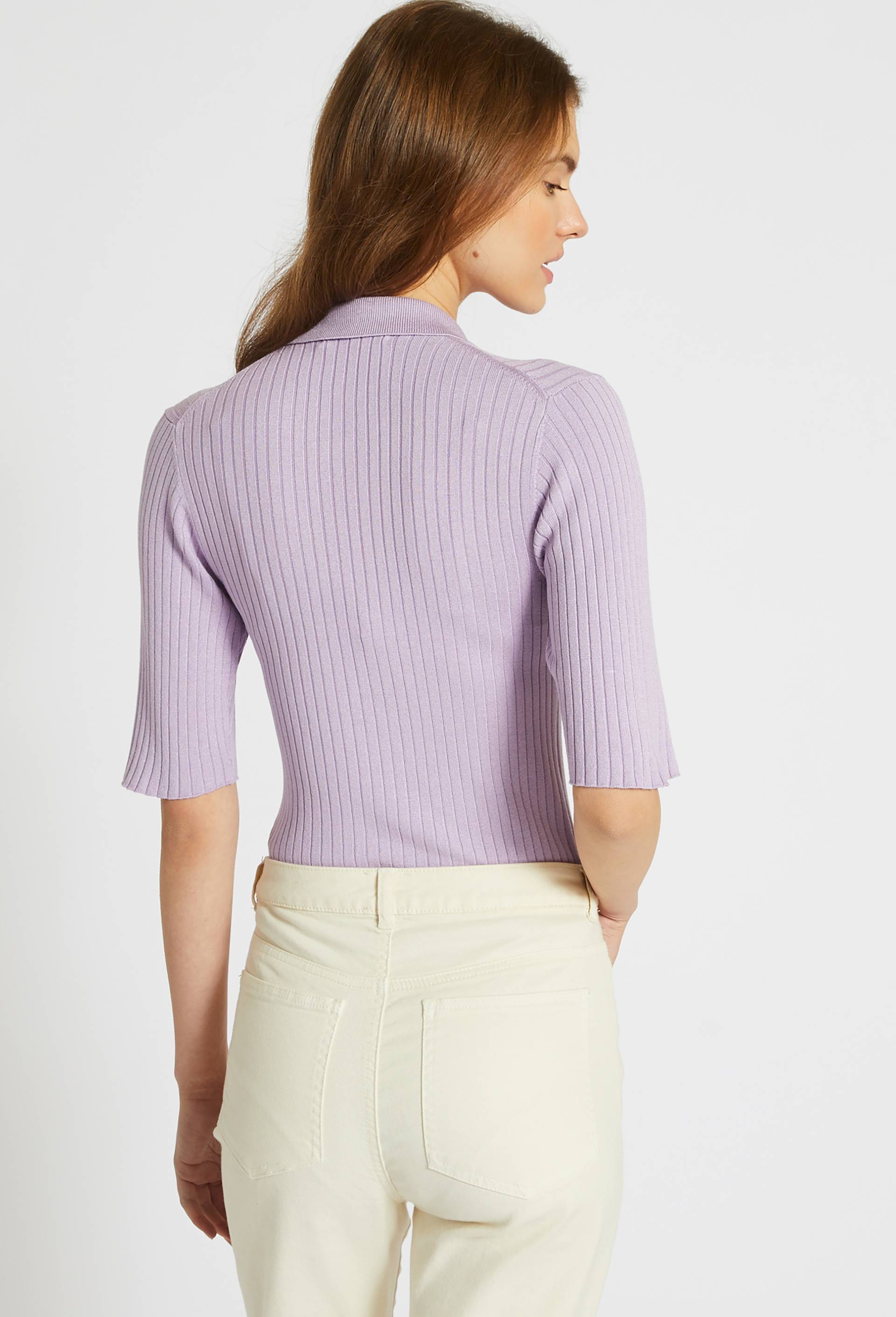 Pull col polo boutonné, contient de la viscose Eco-Vero, Oeko-Tex, Violet clair, large image number 1.0
