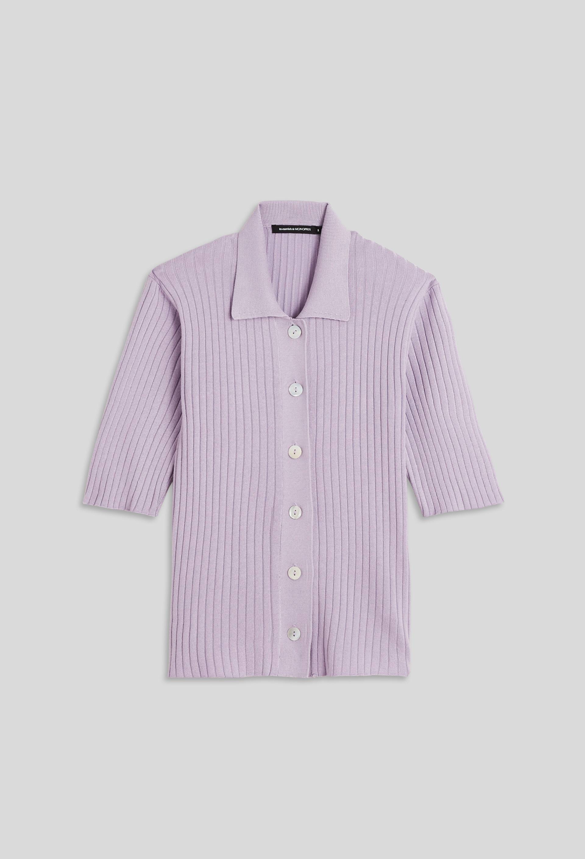 Pull col polo boutonné, contient de la viscose Eco-Vero, Oeko-Tex, Violet clair, large image number 2