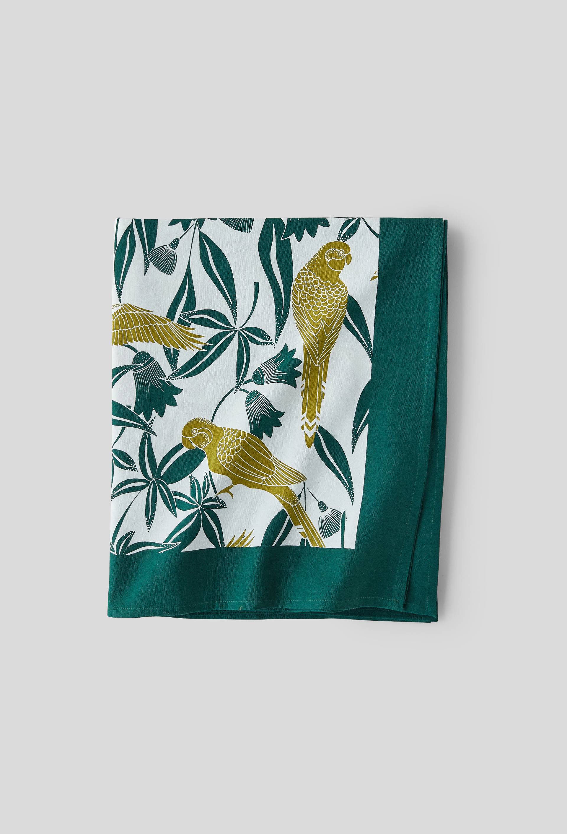 Fouta simple gt, imprimé rio, 180 x 200 cm, coton bio, Vert foncé, large image number 0.0