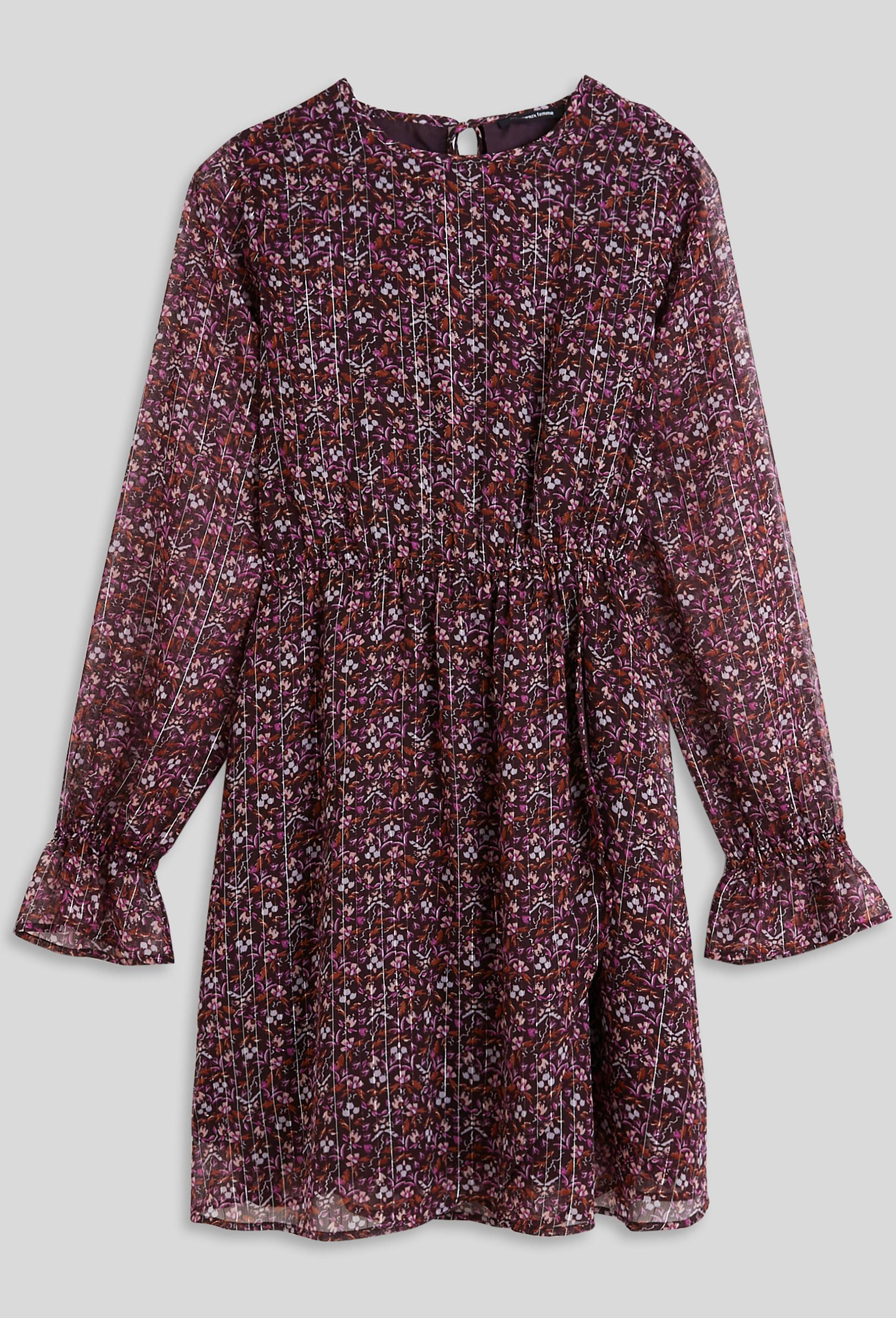 Robe courte cintrée imprimée, Polyester recyclé, Violet foncé, large image number 2
