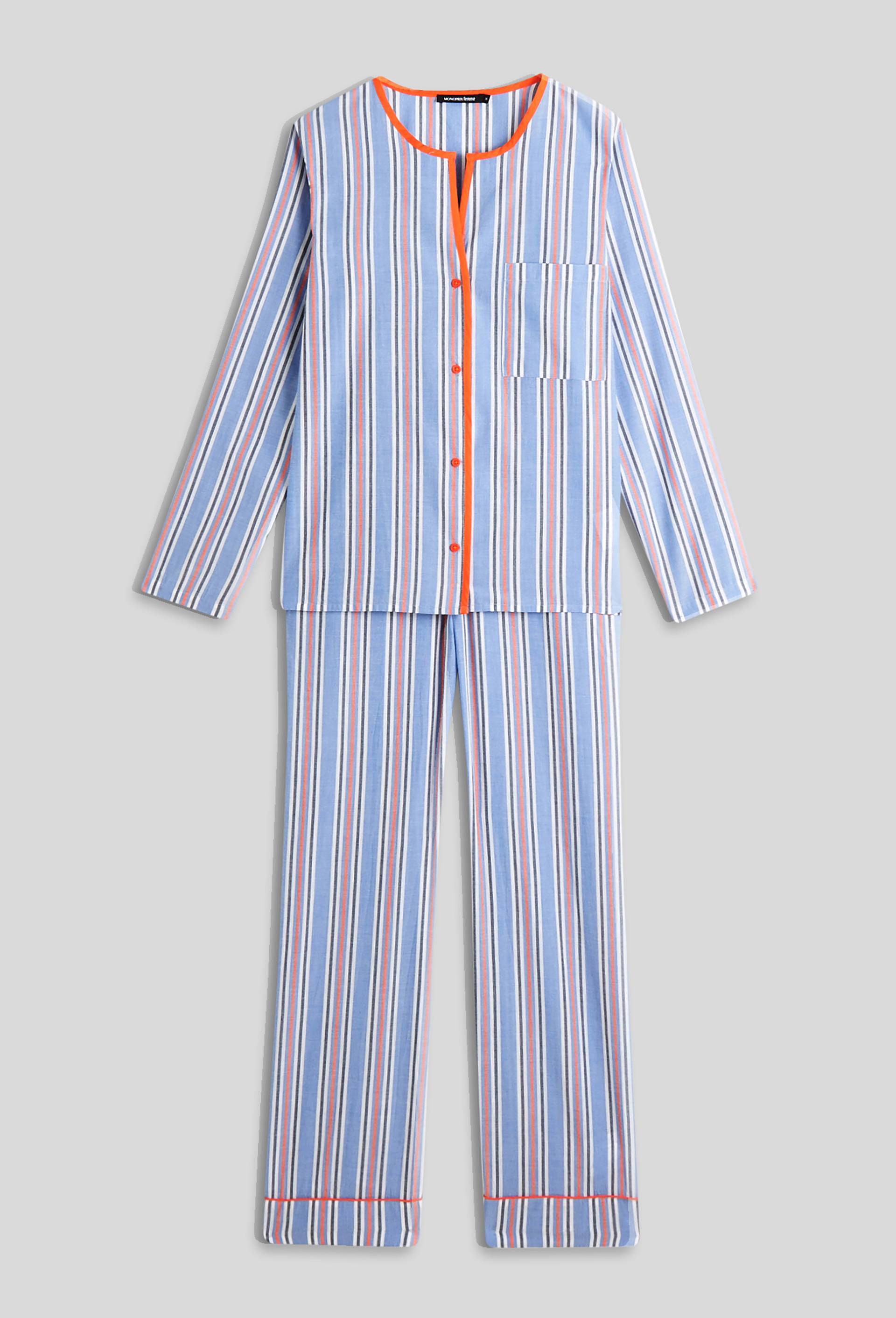 Pyjama en chambray rayé coloré, Bio, Bleu, large image number 2.0