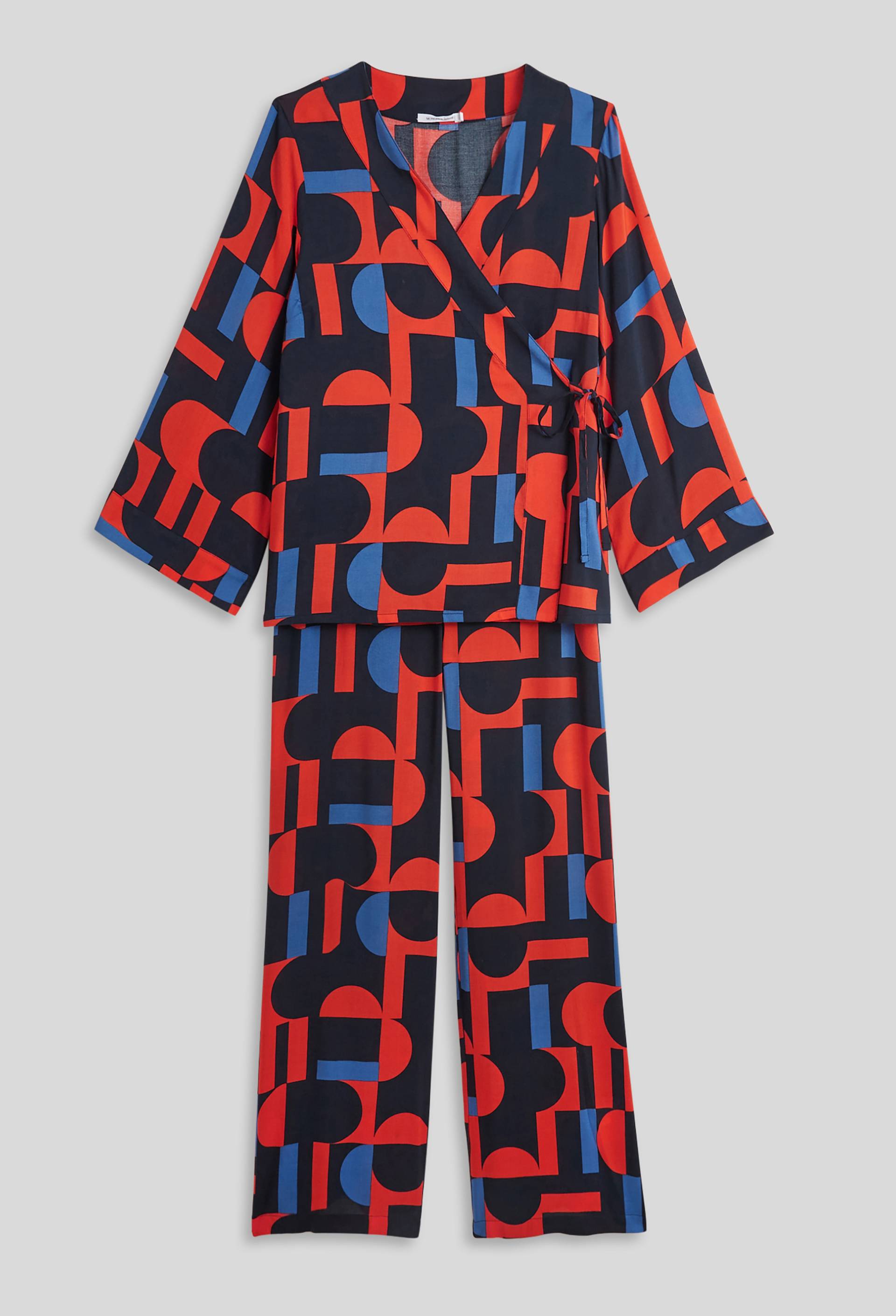 Pyjama kimono imprimé, Ecovero, Bleu foncé, large image number 2