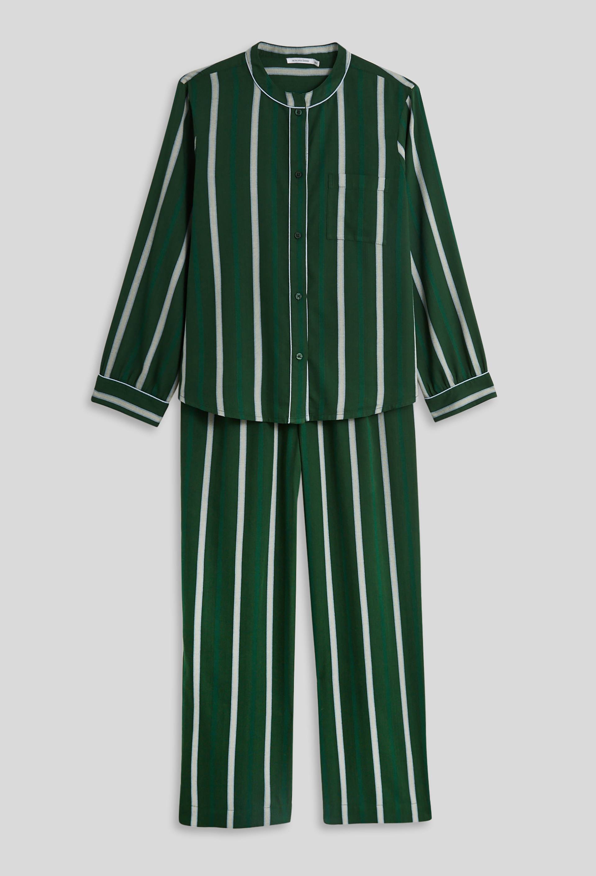 Pyjama à rayures et chevrons en coton et modal, Oeko-Tex, Vert foncé, large image number 2