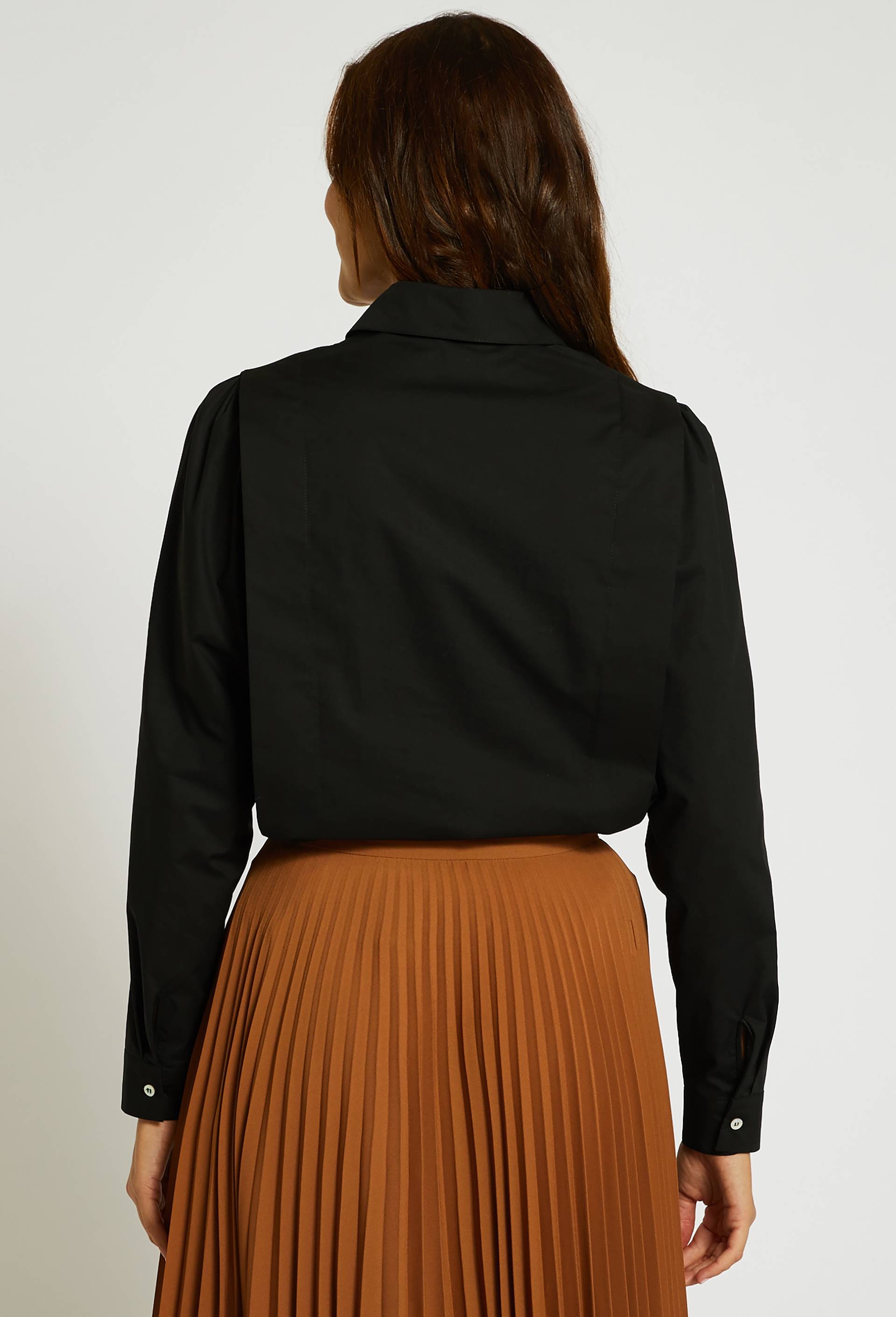 Chemise manches longues en popeline, Noir, large image number 1.0