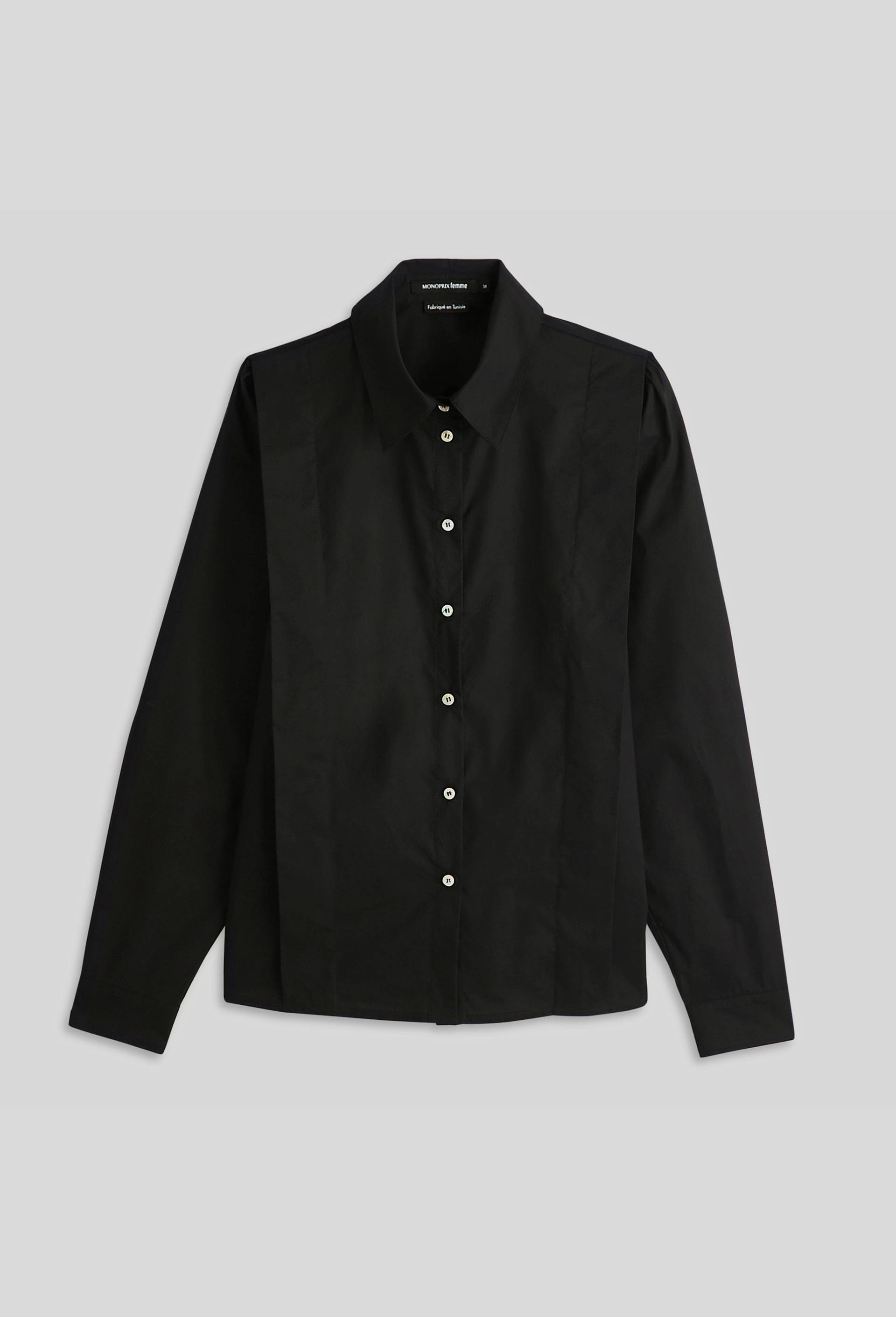 Chemise manches longues en popeline, Noir, large image number 2