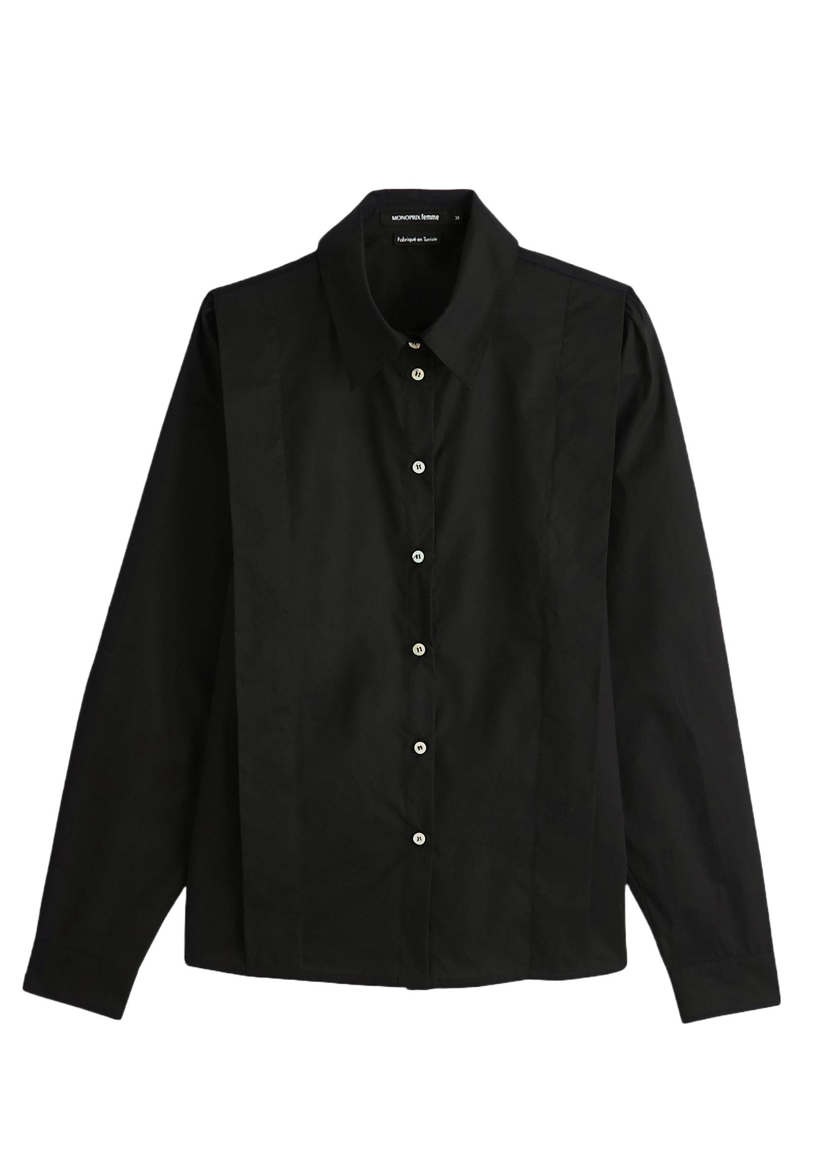Chemise manches longues en popeline, Noir, large image number 5.0