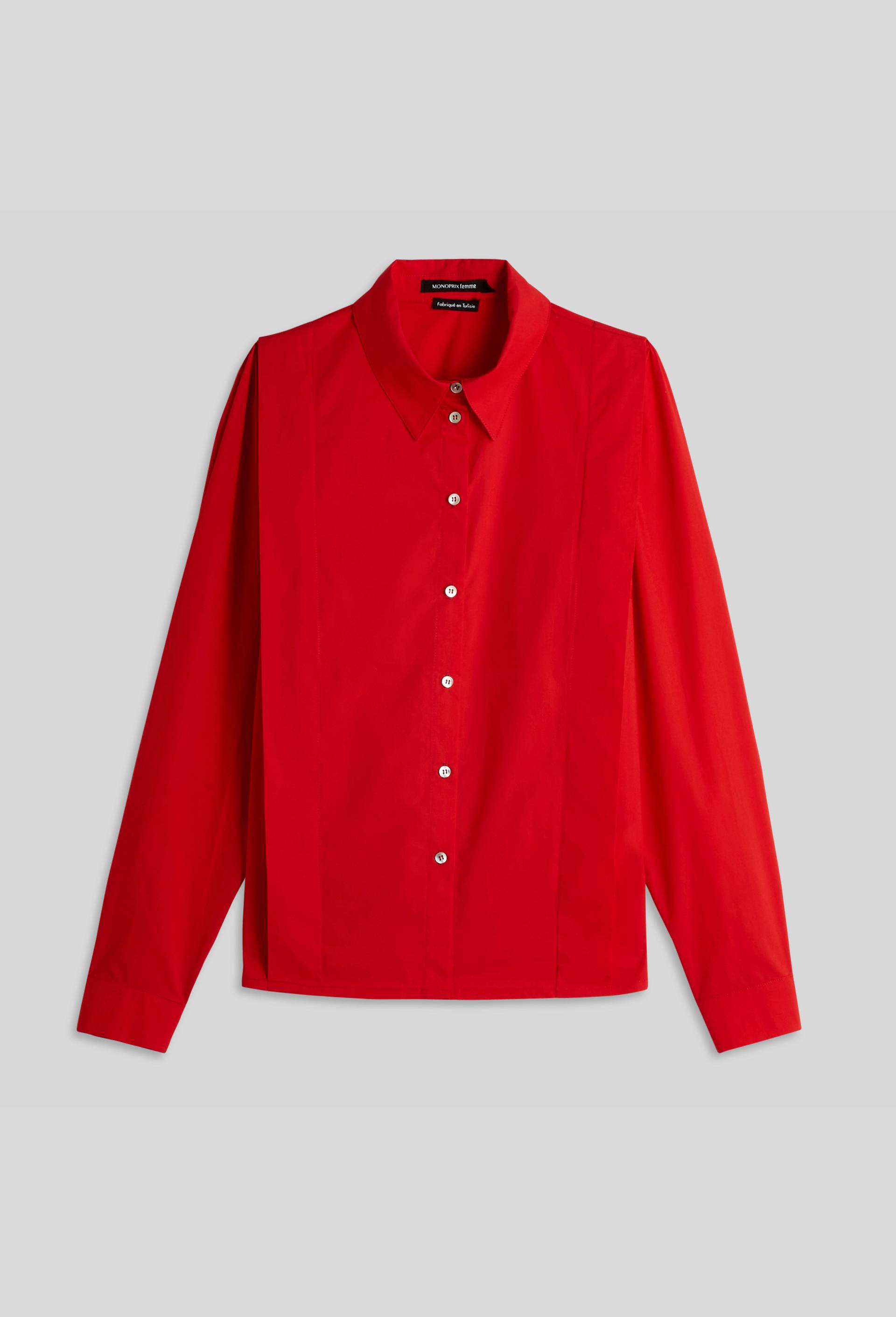 Chemise manches longues en popeline, Orange foncé, large image number 2.0