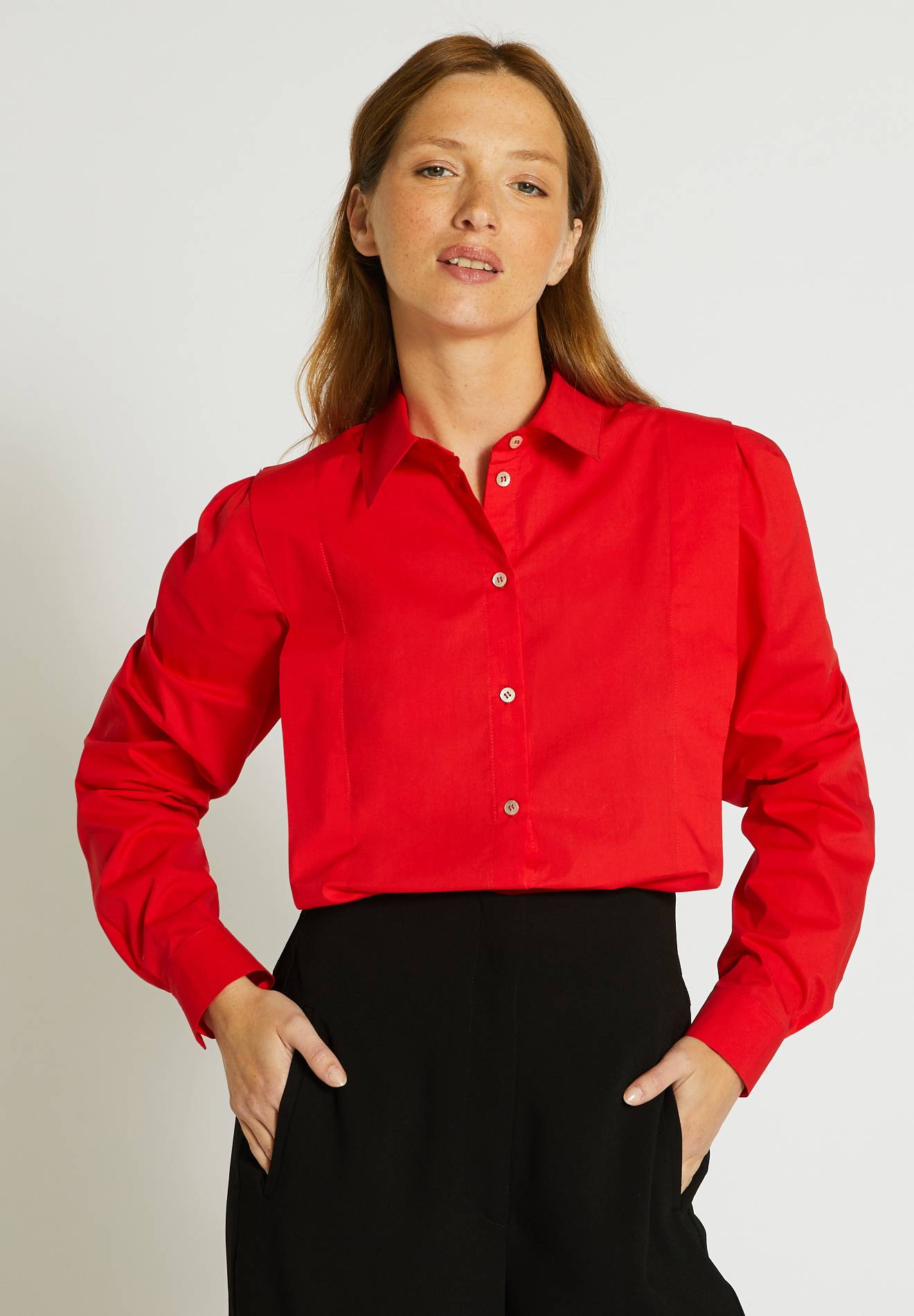 Chemise manches longues en popeline, Orange foncé, large image number 3.0