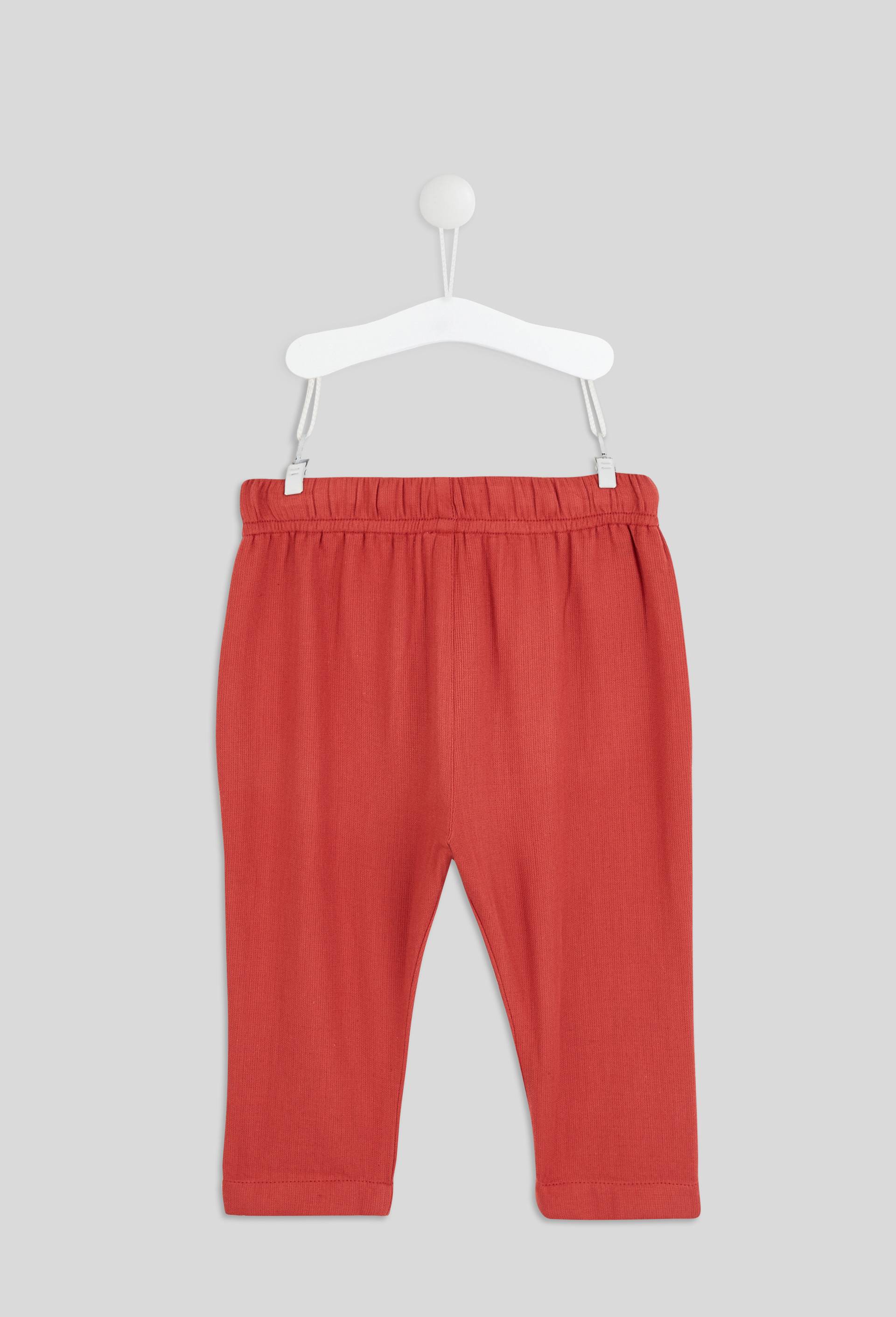 Pantalon taille élastique uni en gaze de coton BIO GOTS, Rouge foncé, large image number 1