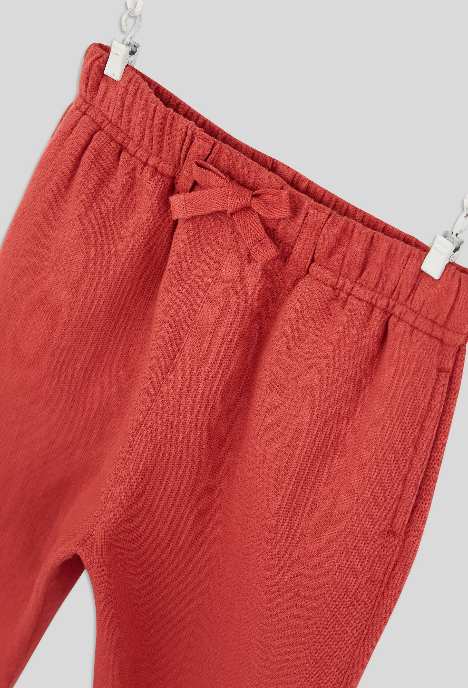 Pantalon taille élastique uni en gaze de coton BIO GOTS, Rouge foncé, large image number 2
