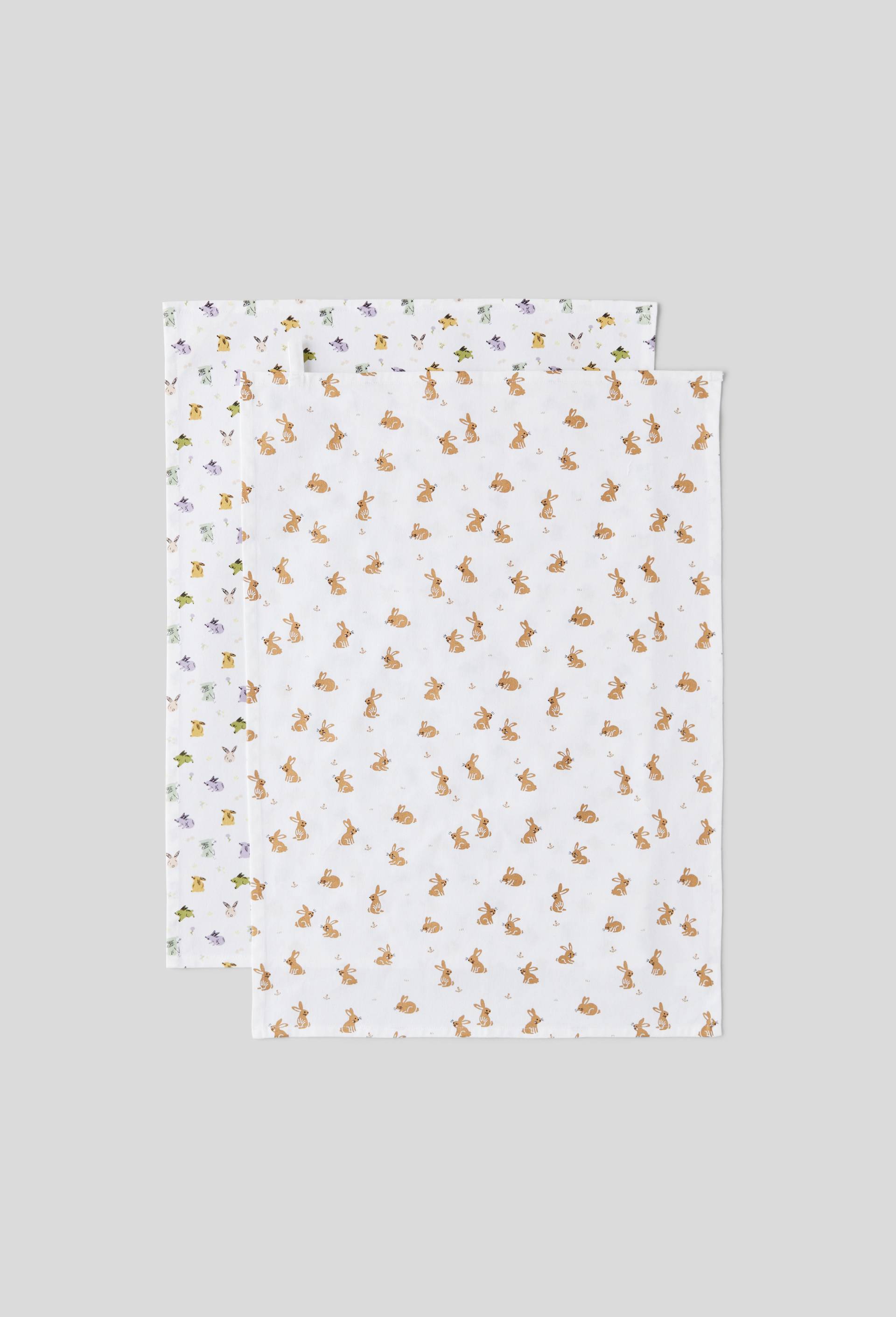 Torchon, imprimé lapins dorés, 50 x 70 cm,  coton, Or, large image number 1
