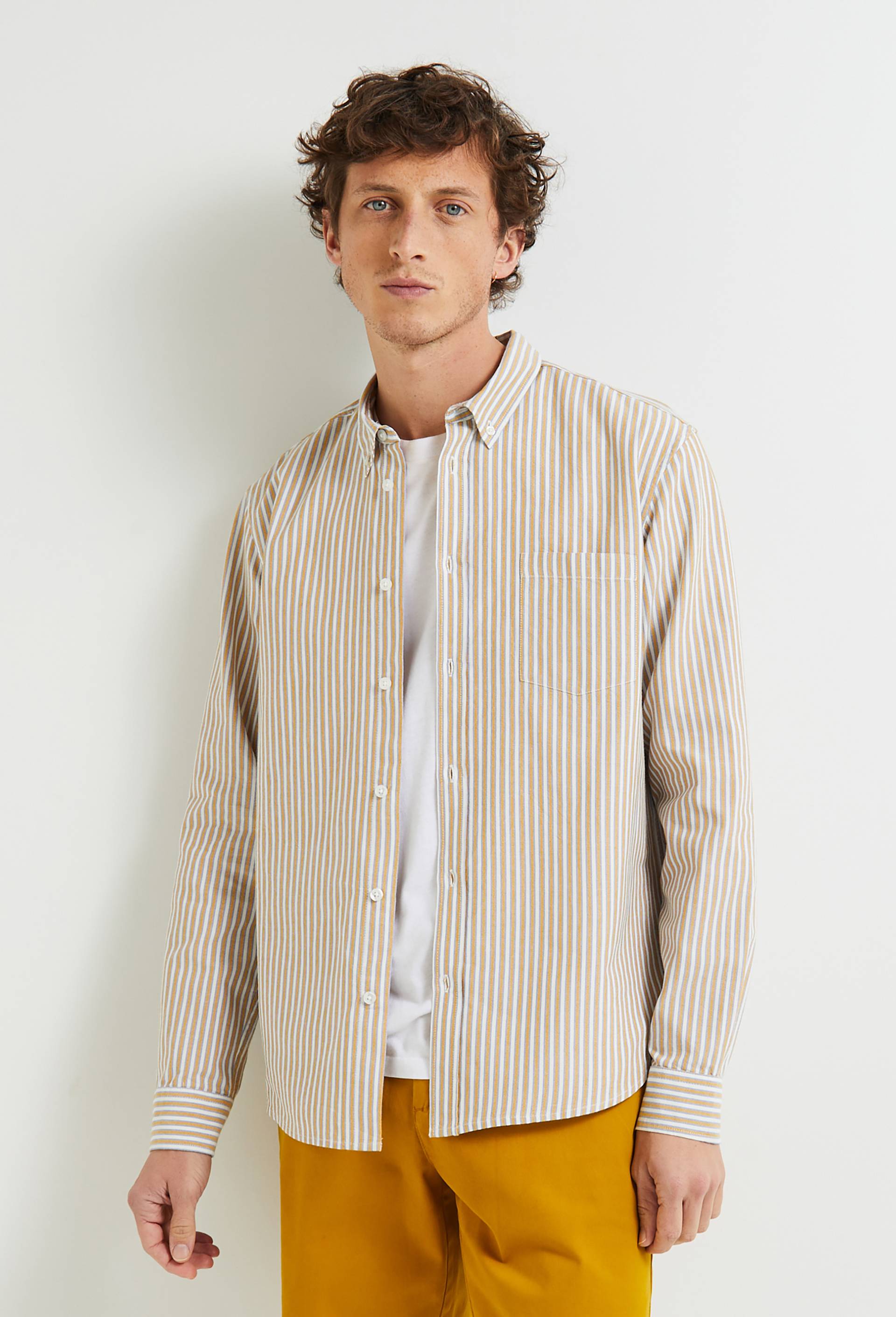 Chemise rayée en coton BIO, Jaune foncé, large image number 0.0