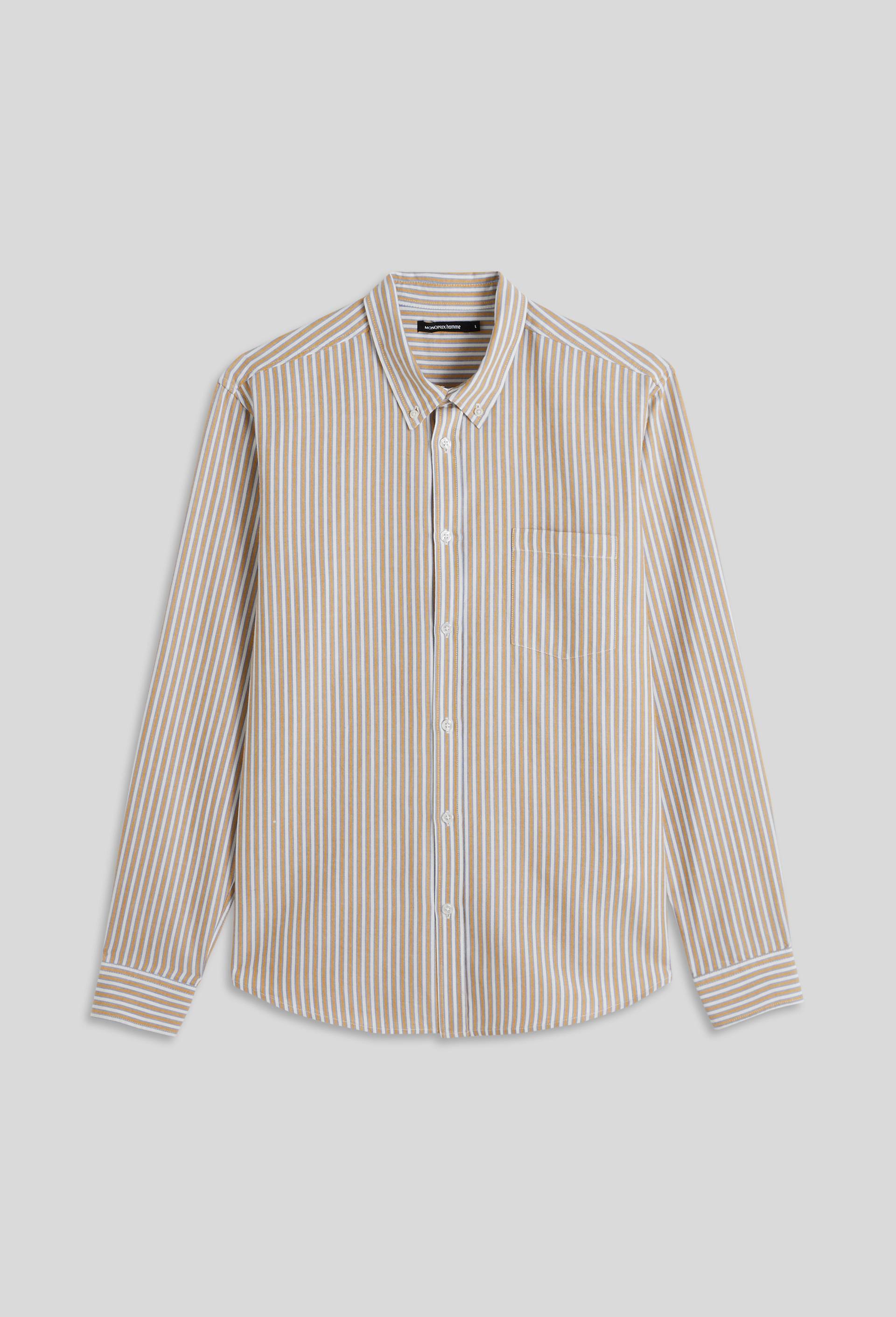 Chemise rayée en coton BIO, Jaune foncé, large image number 2