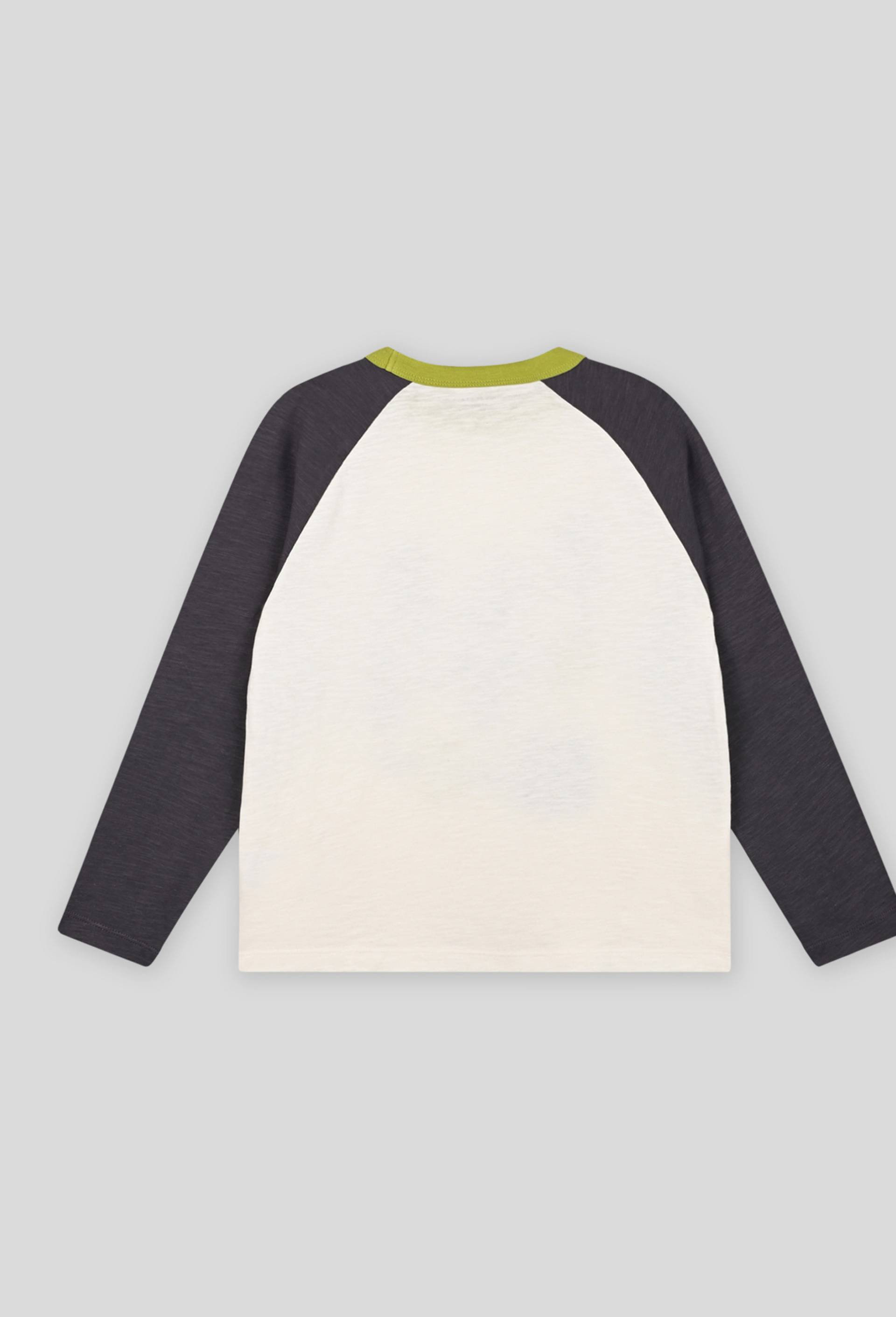 T-shirt manches longues tricolore avec imprimé, BIO, Ecru, large image number 1