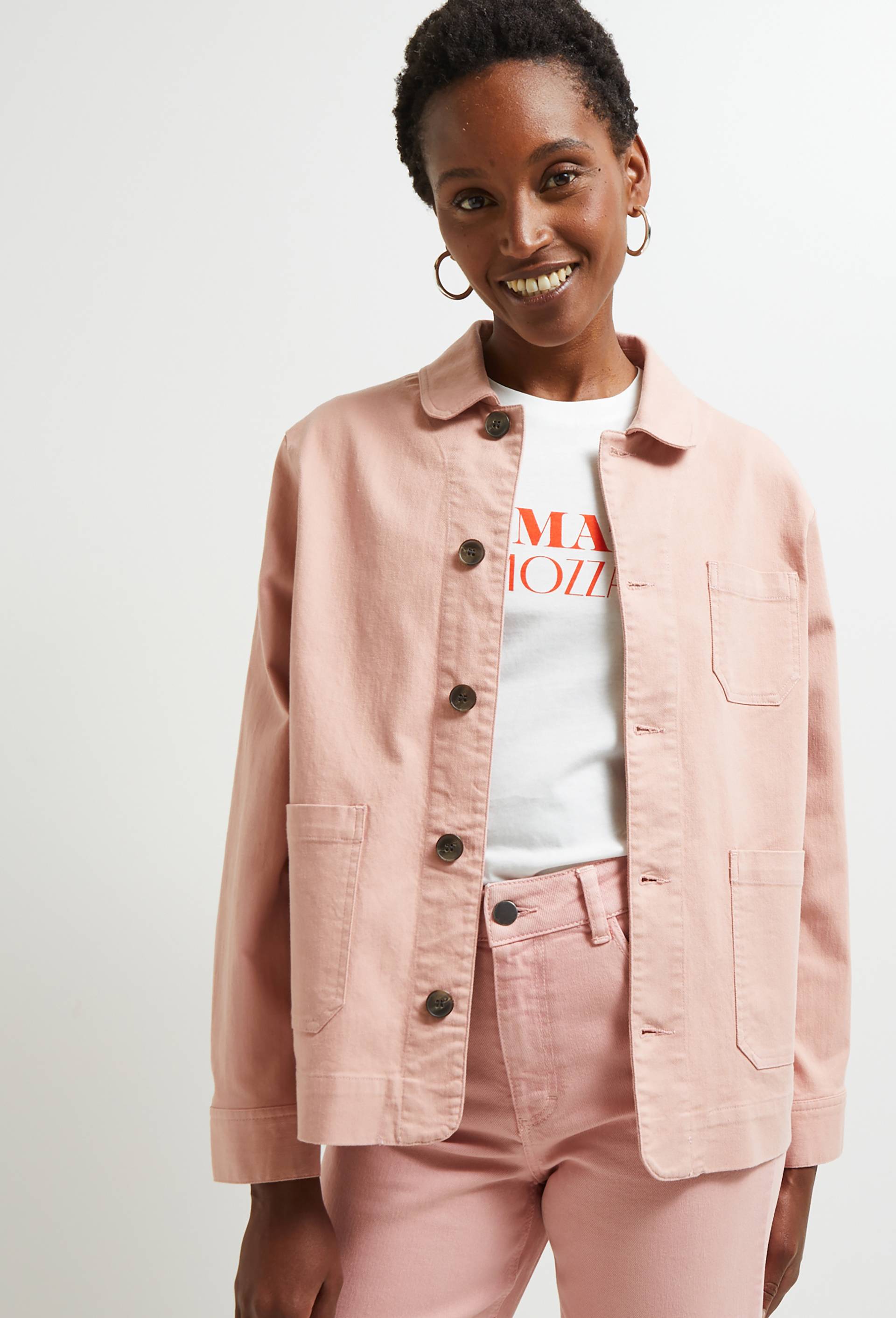 Veste courte contenant du coton, Rose clair, swatch image