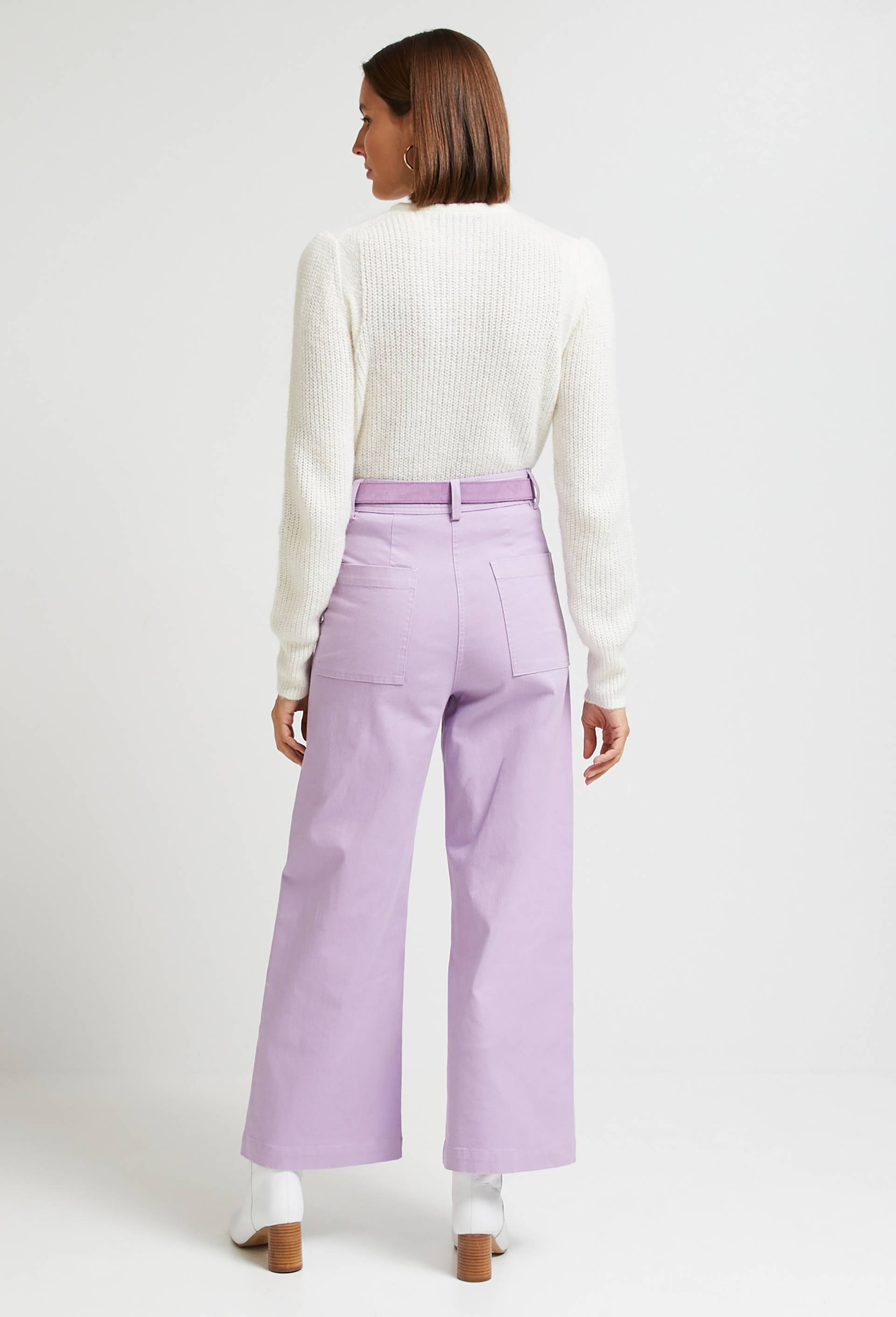 Pantalon large taille haute contenant du coton, Violet clair, large image number 1